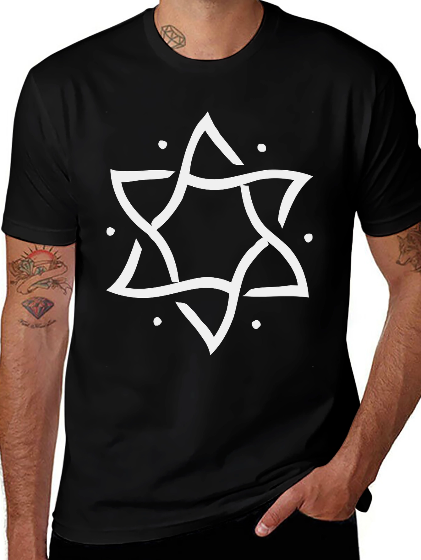 Abstract Star Graphic Tee - Black