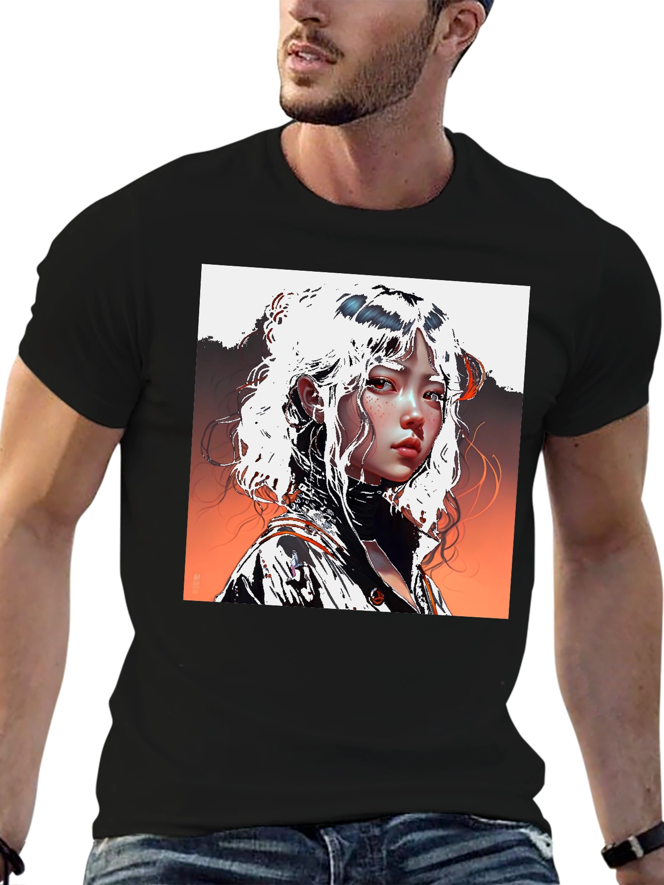 Anime Portrait Graphic Tee - Unisex Black T-Shirt