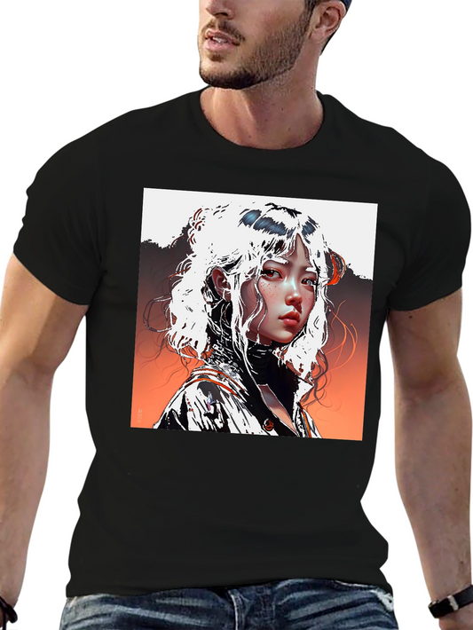 Anime Portrait Graphic Tee - Unisex Black T-Shirt