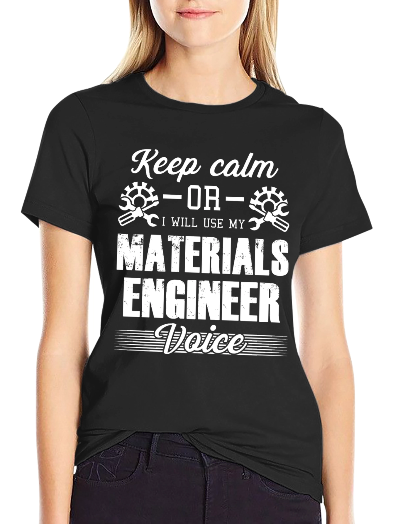 Keep Calm Materials Engineer Black T-Shirt