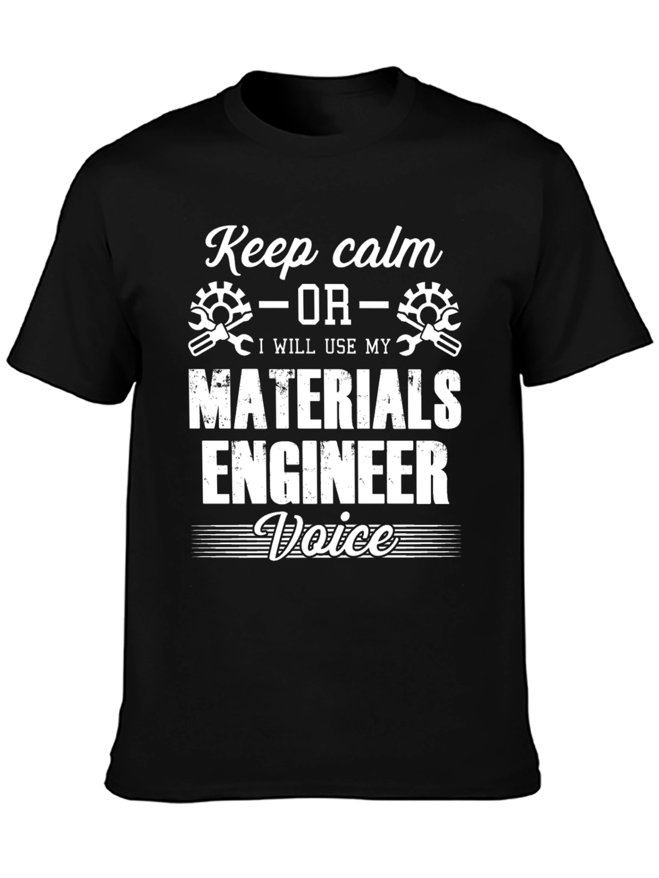 Keep Calm Materials Engineer Black T-Shirt