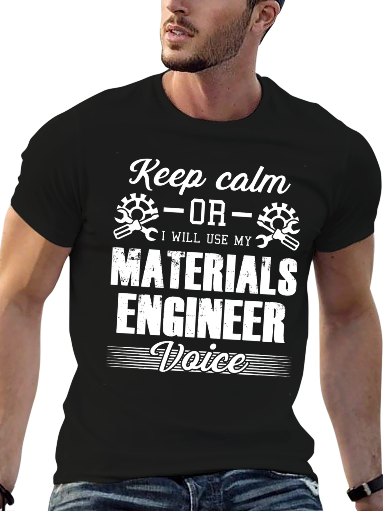 Keep Calm Materials Engineer Black T-Shirt
