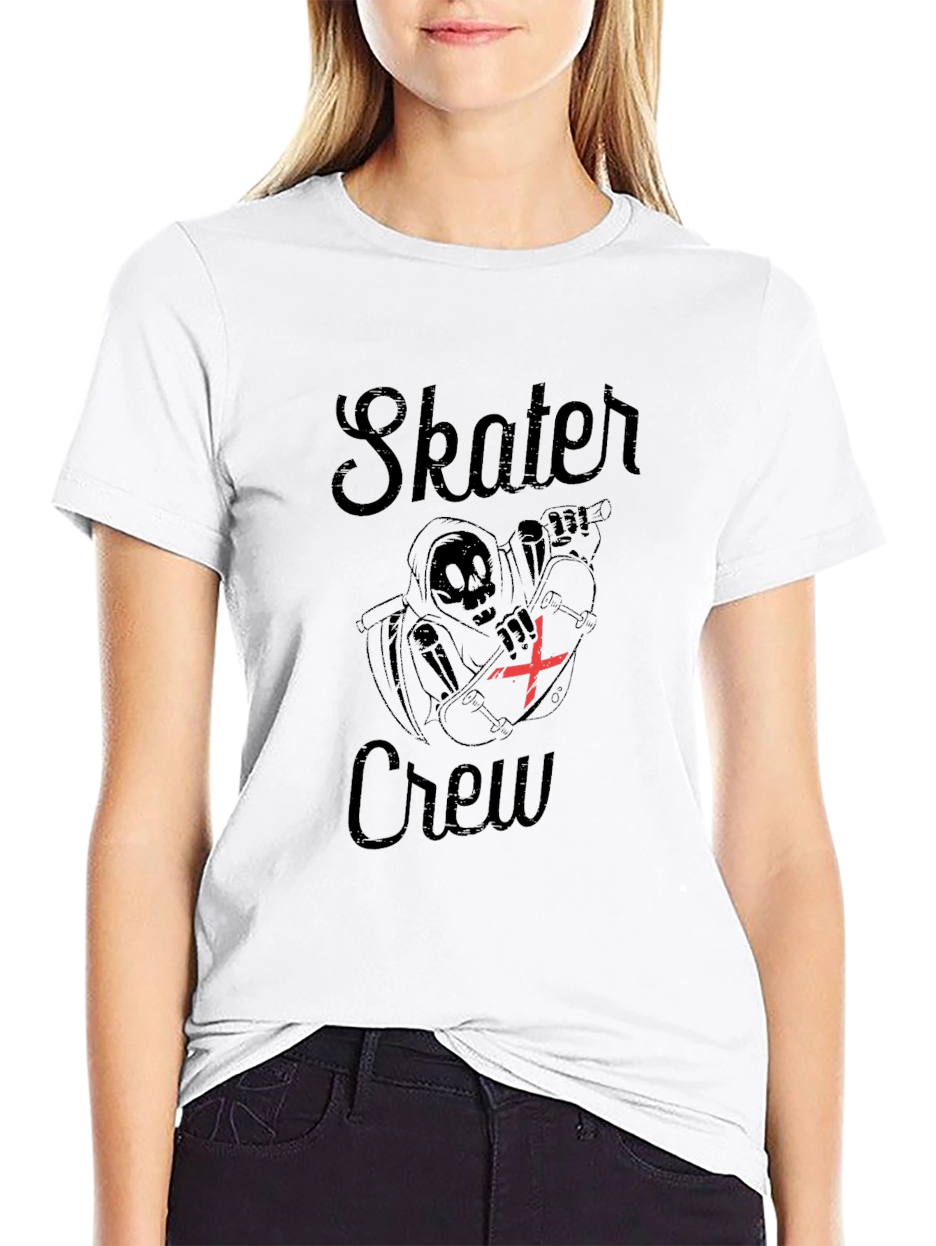 Skater Crew Graphic T-Shirt - Black