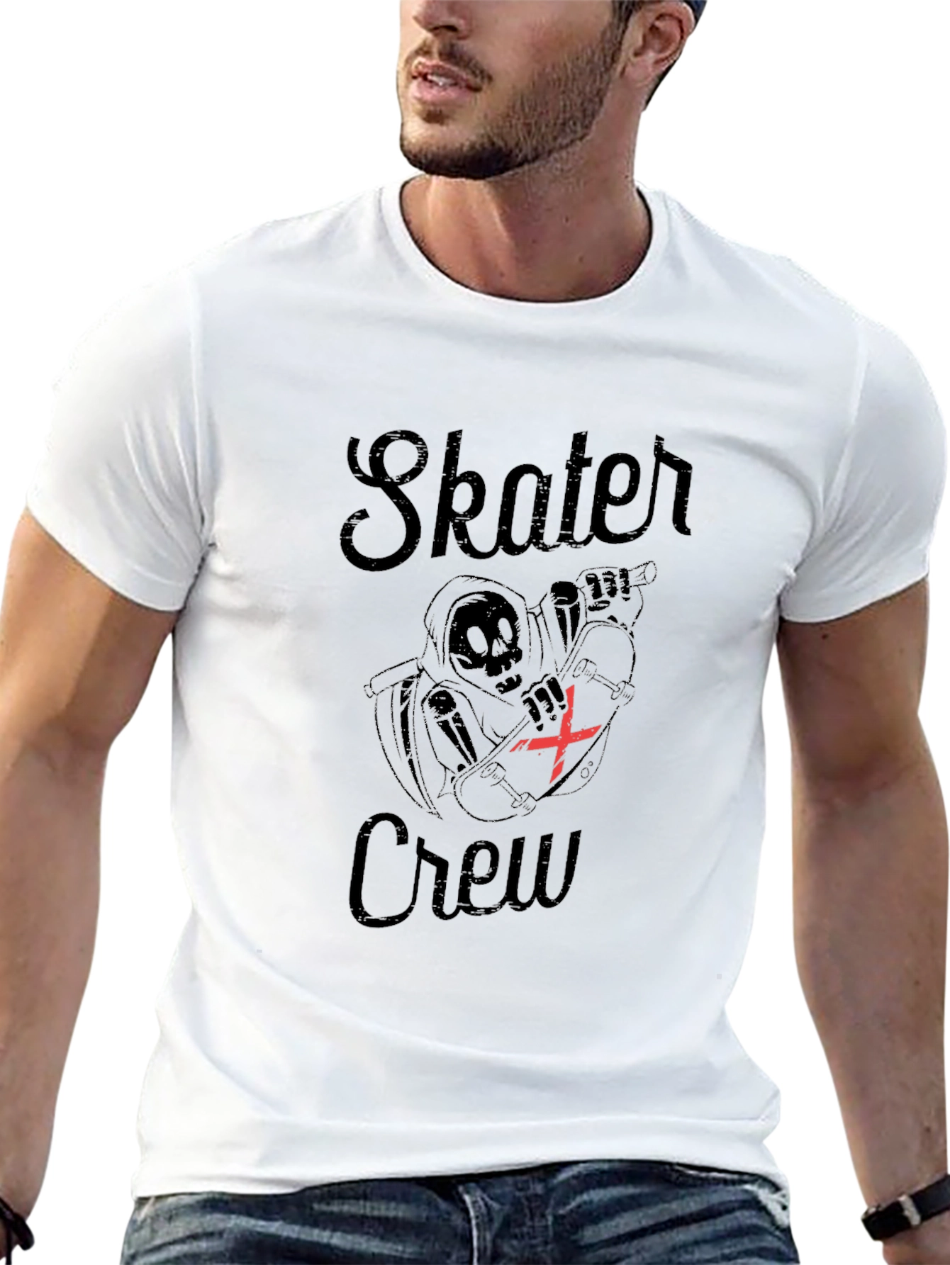 Skater Crew Graphic T-Shirt - Black