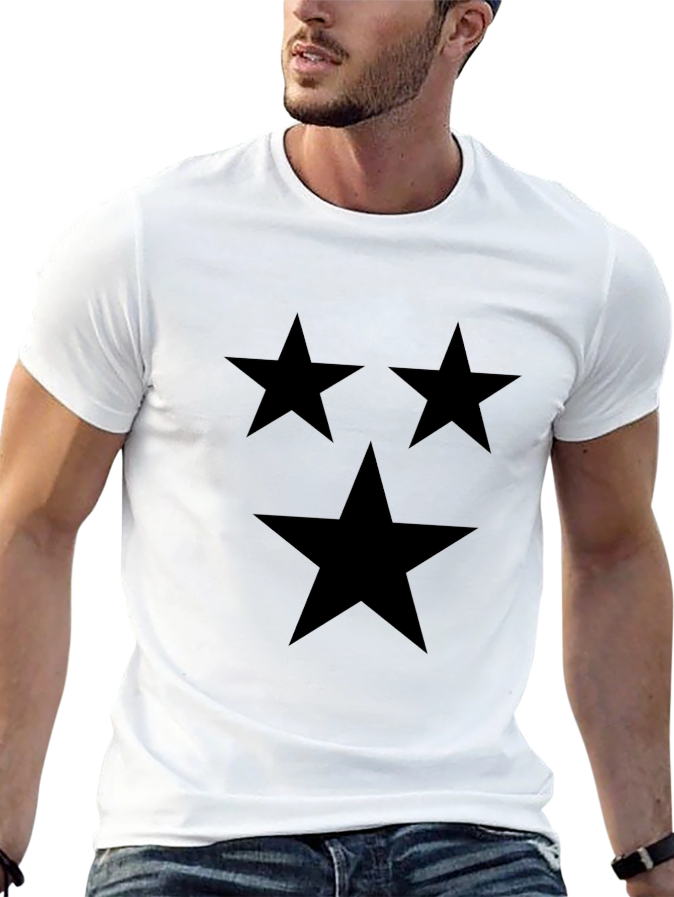 Stylish Black T-Shirt with Star Design