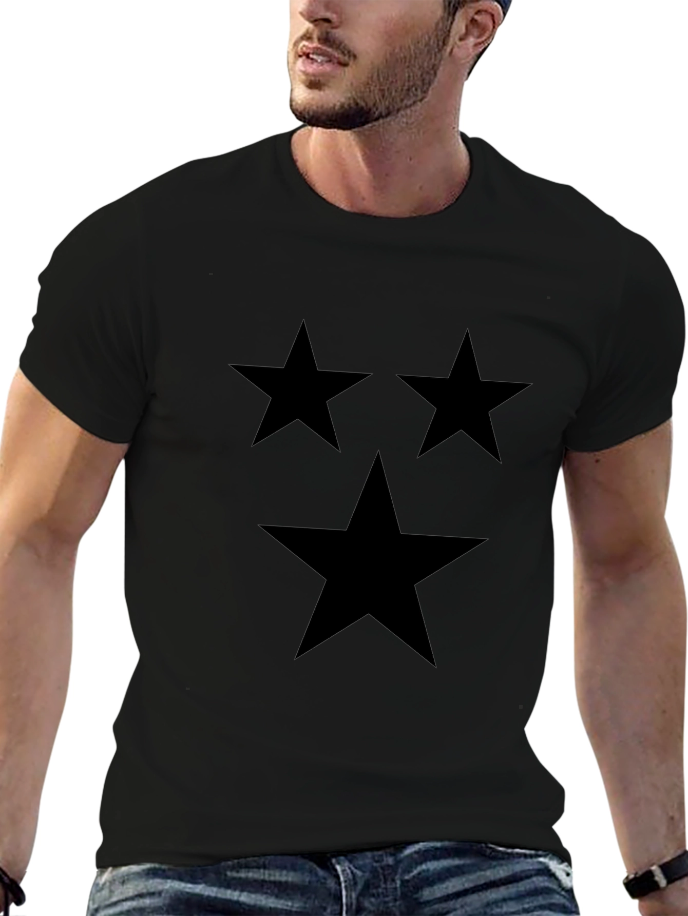 Stylish Black T-Shirt with Star Design