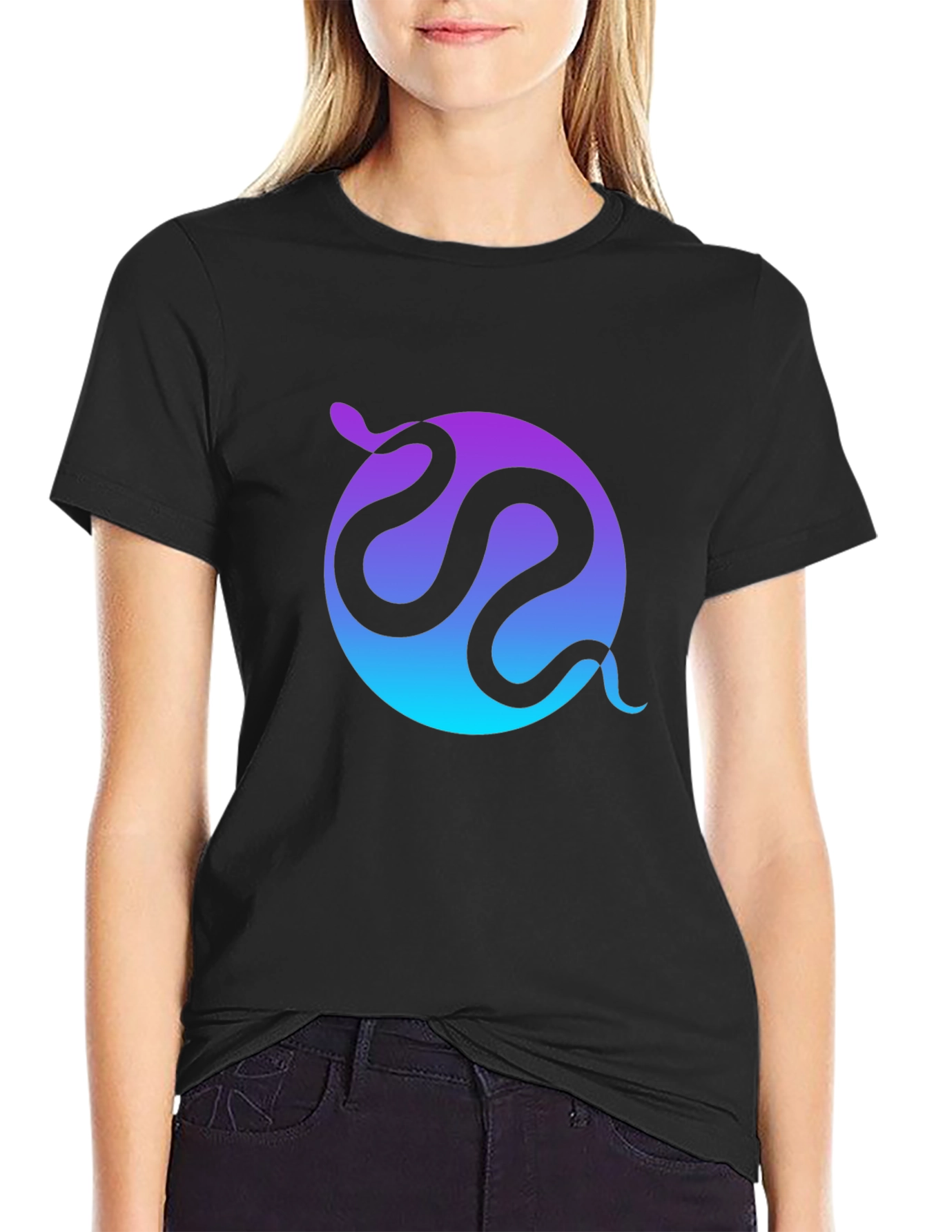 Gradient Snake Graphic Black T-Shirt