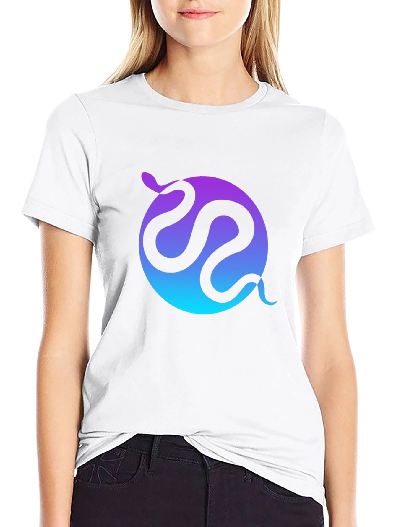 Gradient Snake Graphic Black T-Shirt