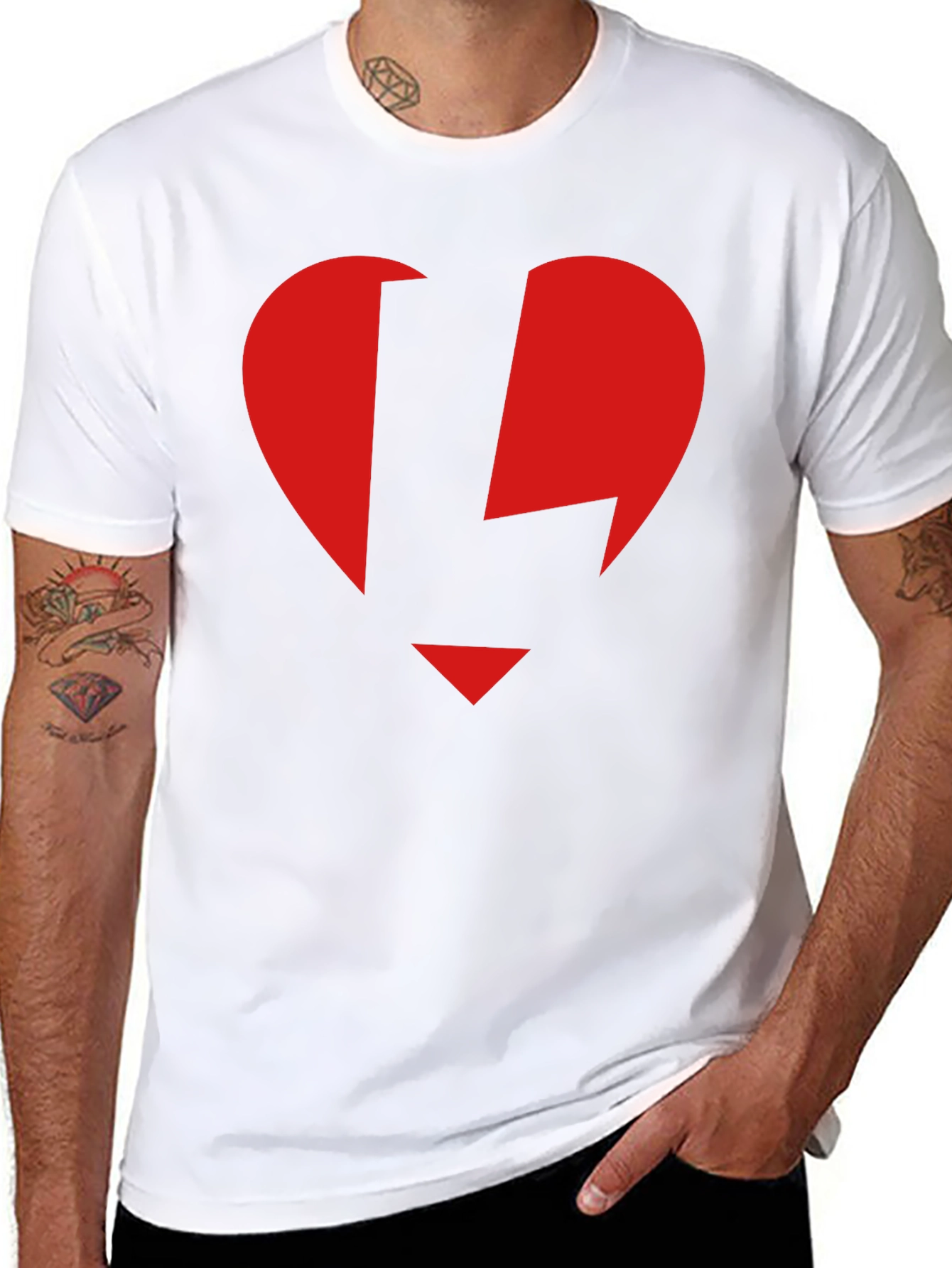 Red Heart Lightning Black T-Shirt
