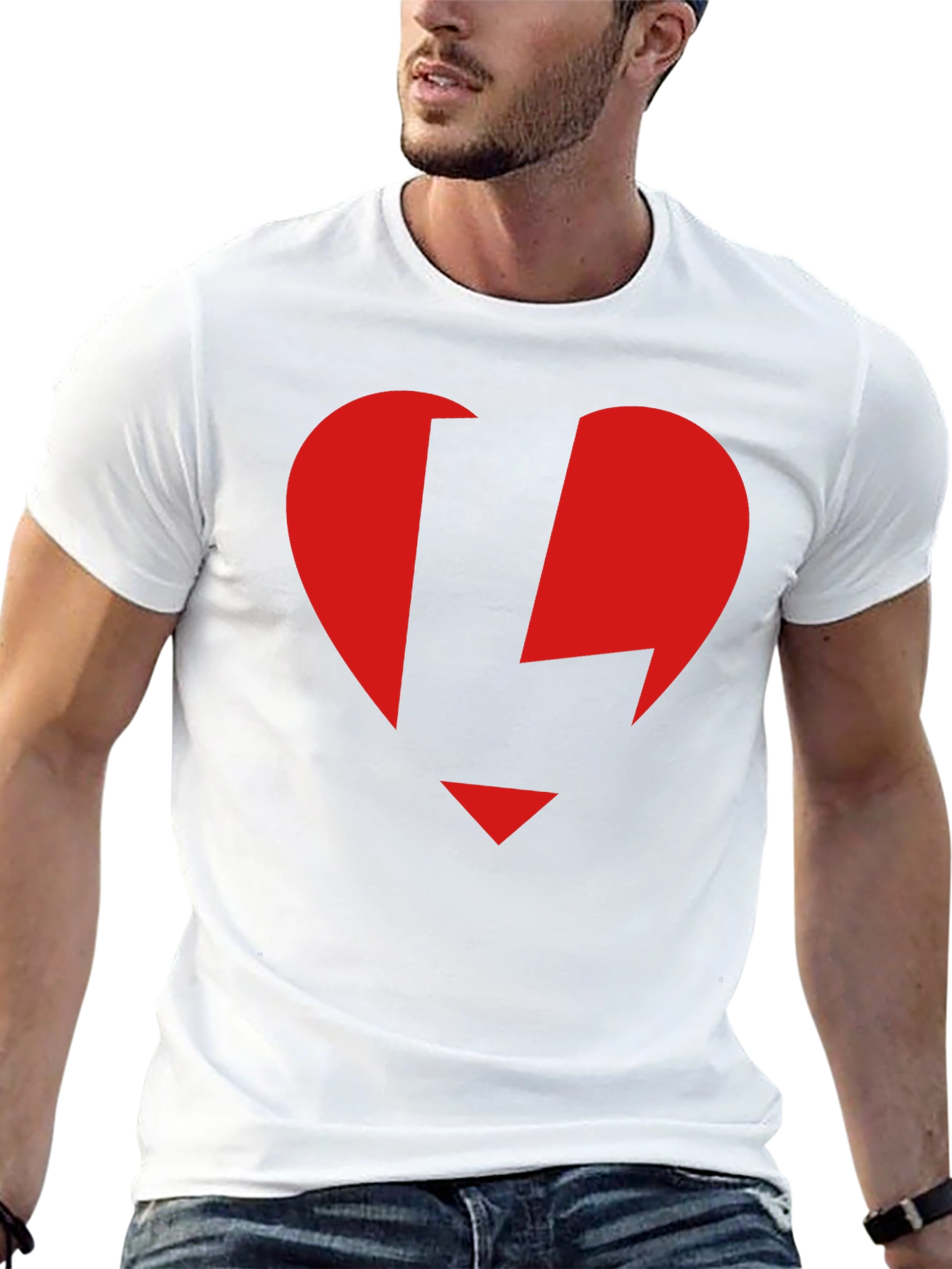 Red Heart Lightning Black T-Shirt