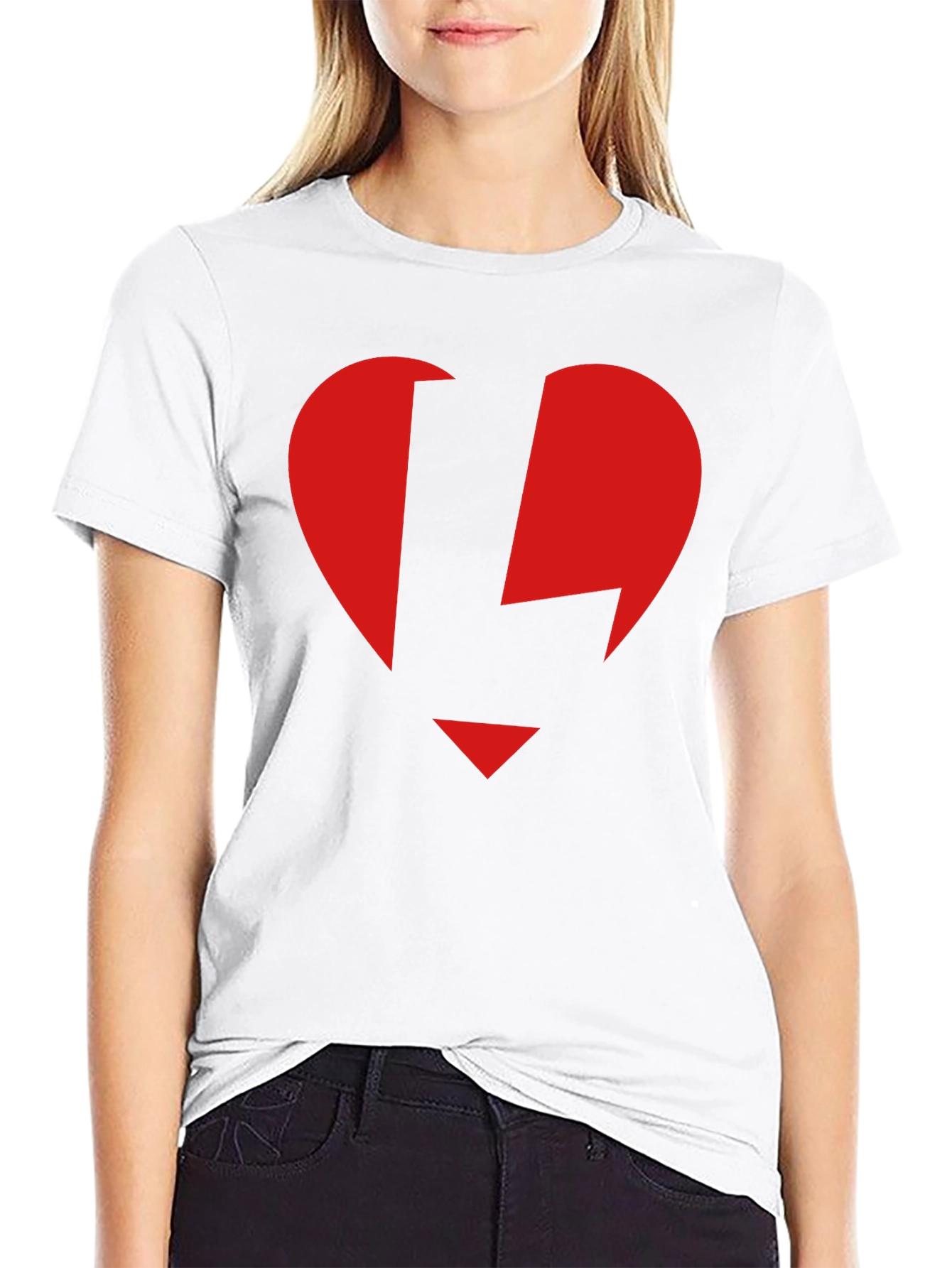 Red Heart Lightning Black T-Shirt
