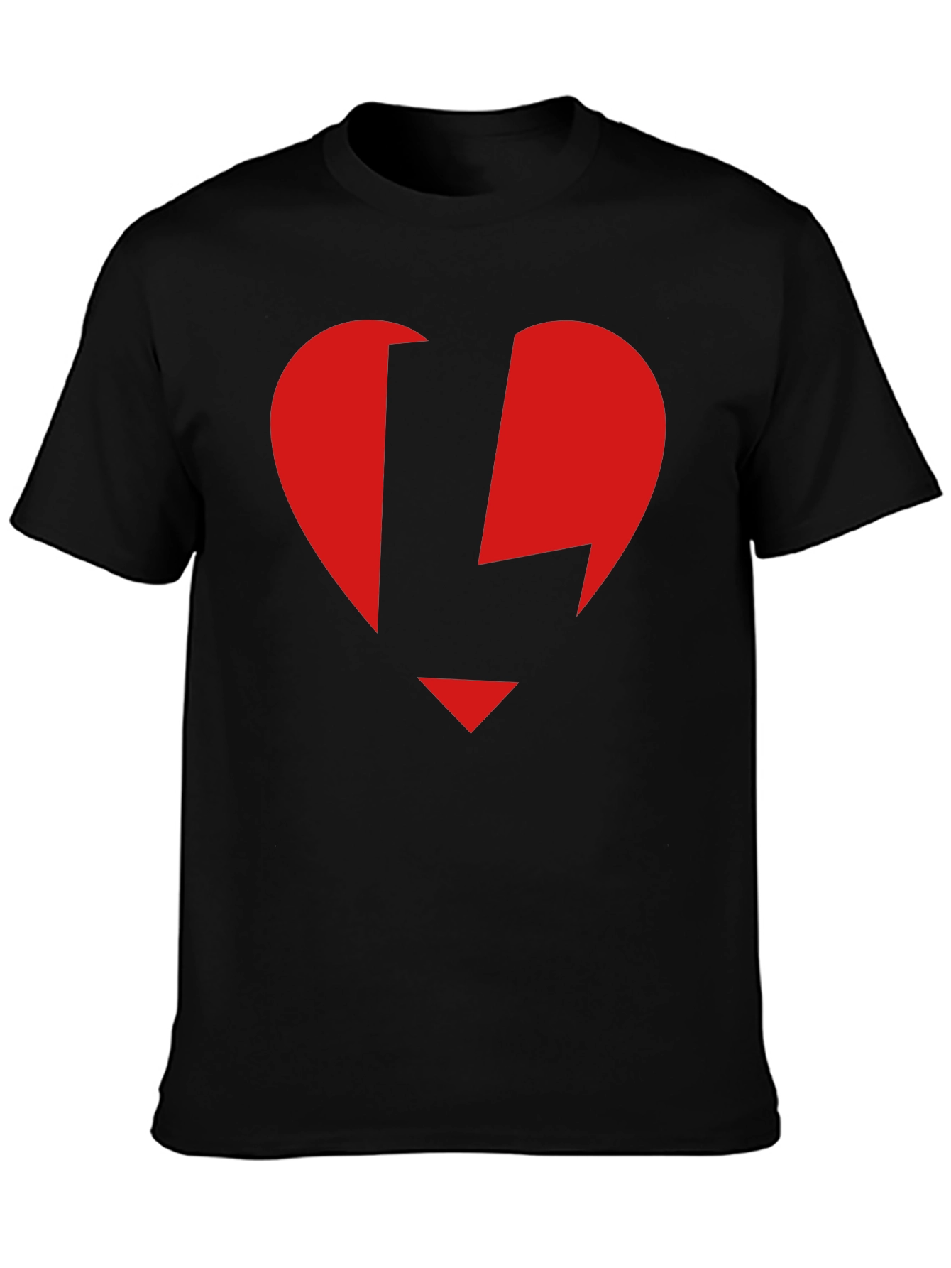 Red Heart Lightning Black T-Shirt