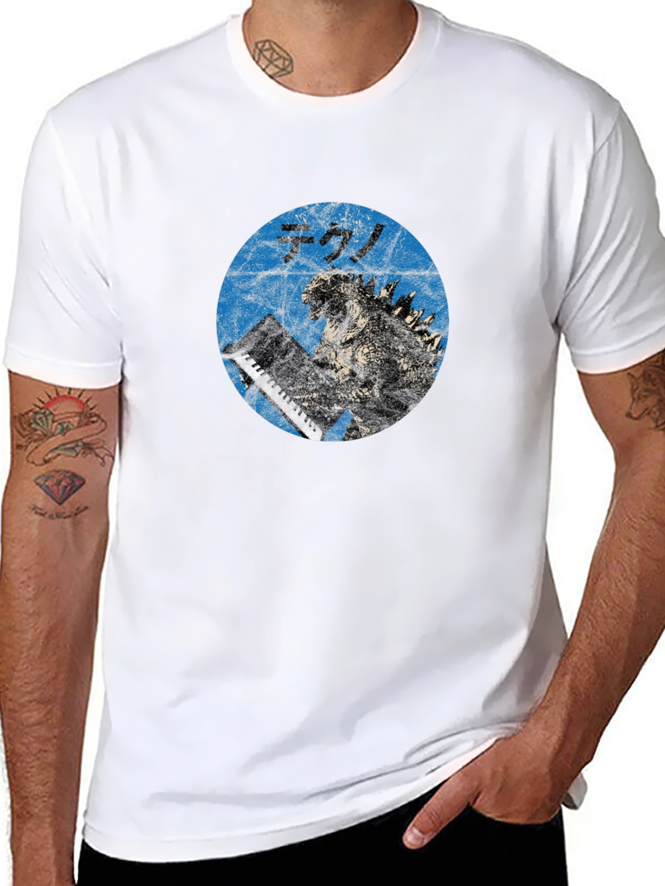 Godzilla Tekno T-Shirt - Blue Graphic Tee