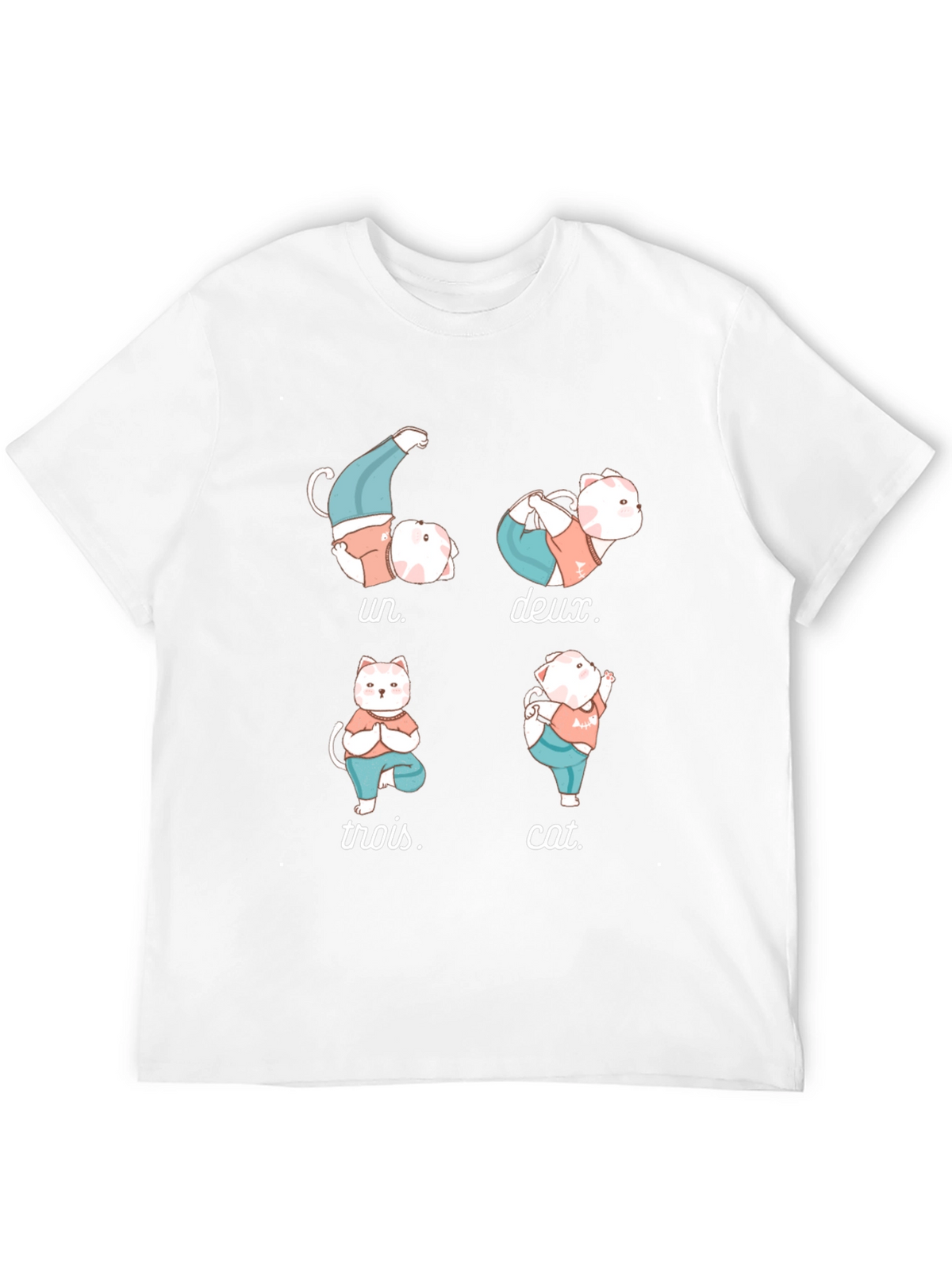 Yoga Cat T-Shirt - Humorous French Numbers Tee