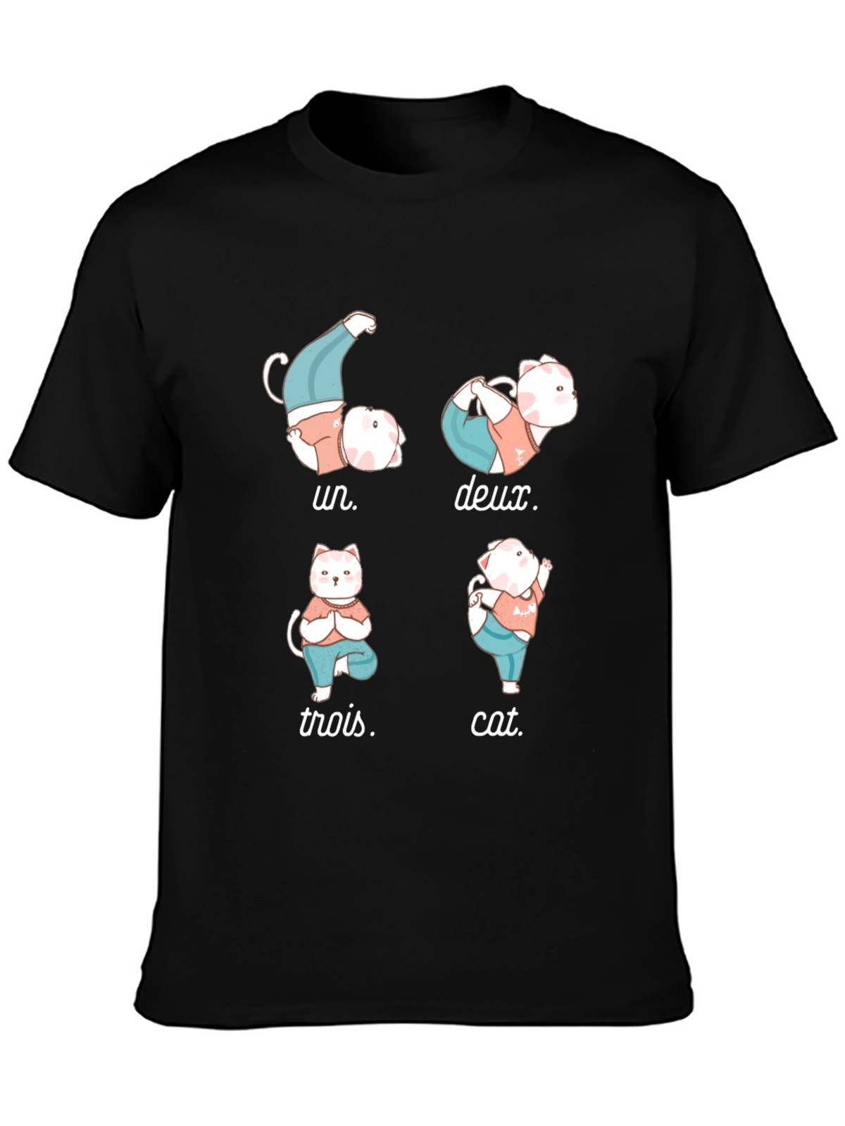 Yoga Cat T-Shirt - Humorous French Numbers Tee