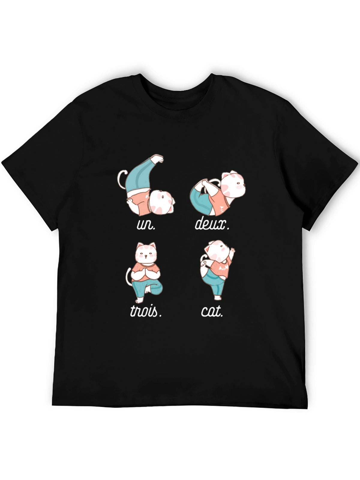 Yoga Cat T-Shirt - Humorous French Numbers Tee