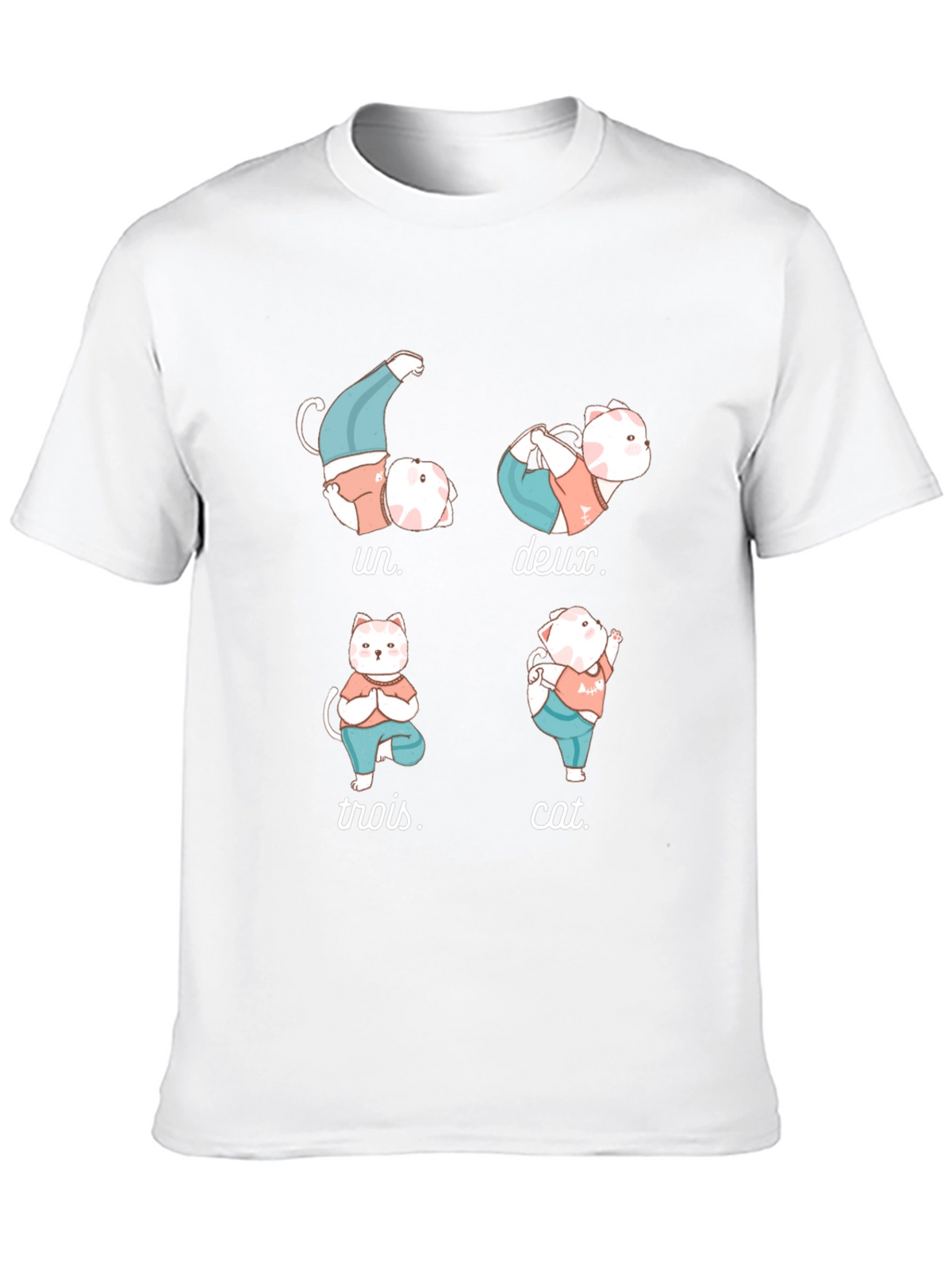 Yoga Cat T-Shirt - Humorous French Numbers Tee