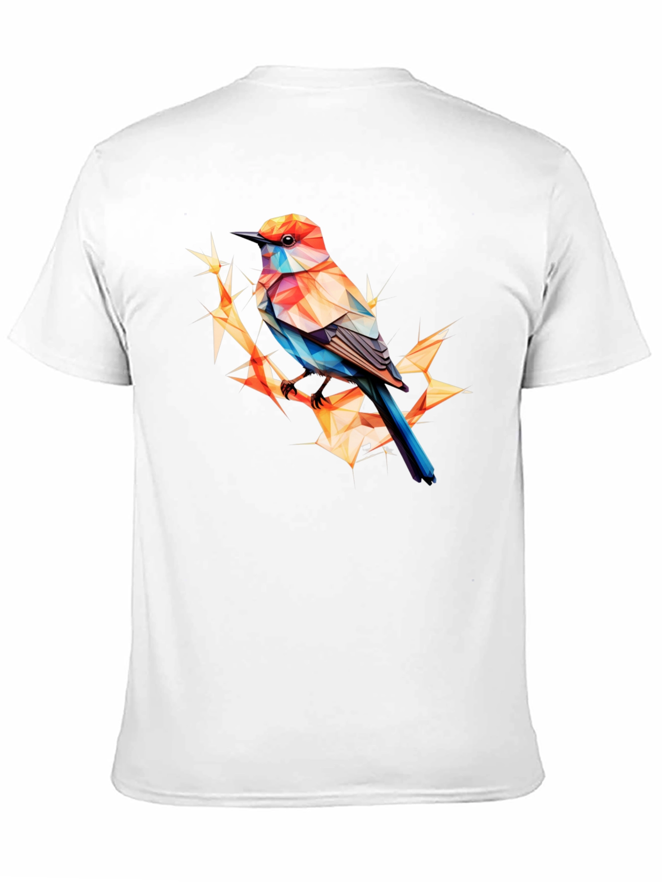 Geometric Bird Print Black T-Shirt