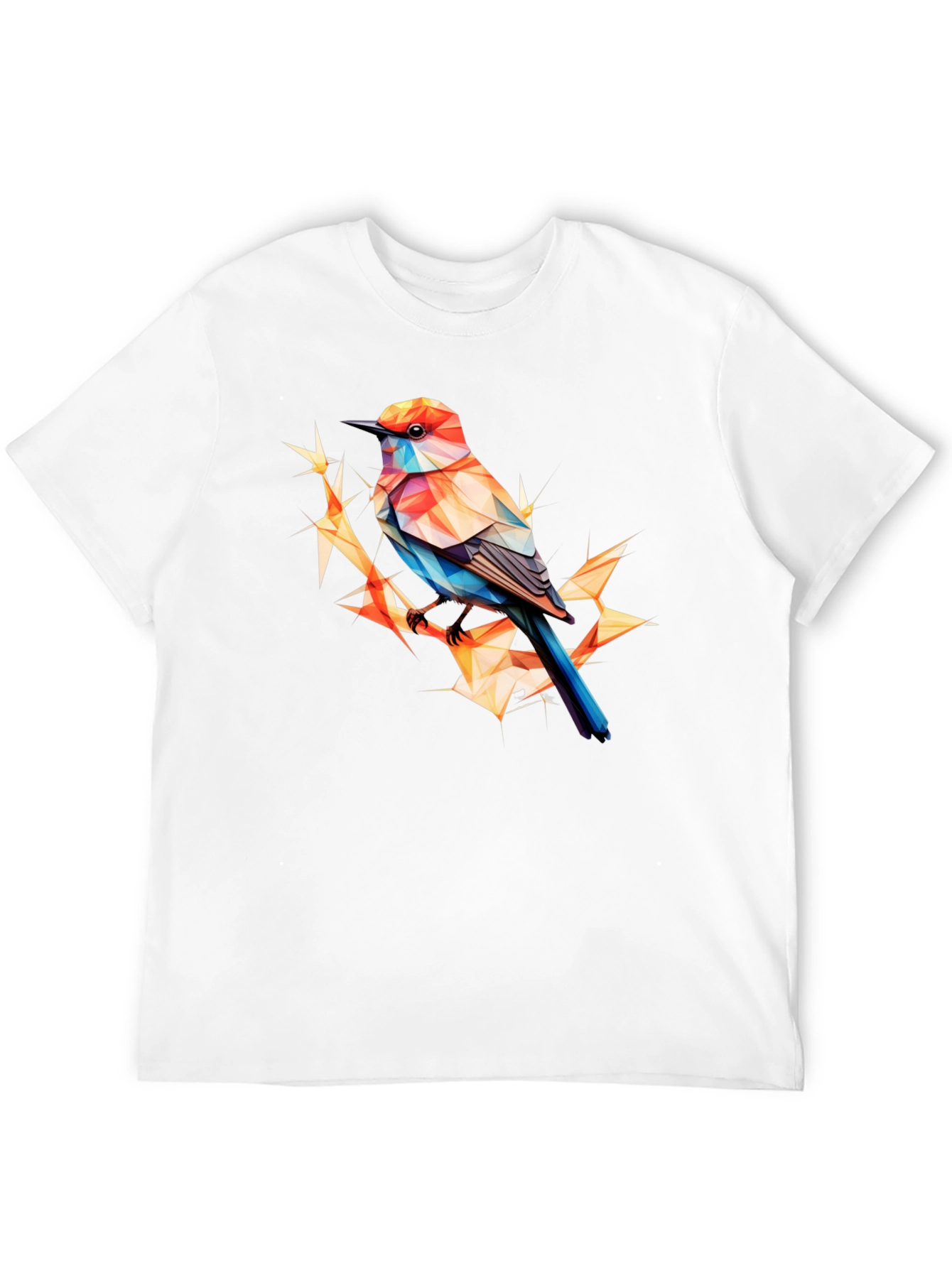 Geometric Bird Print Black T-Shirt