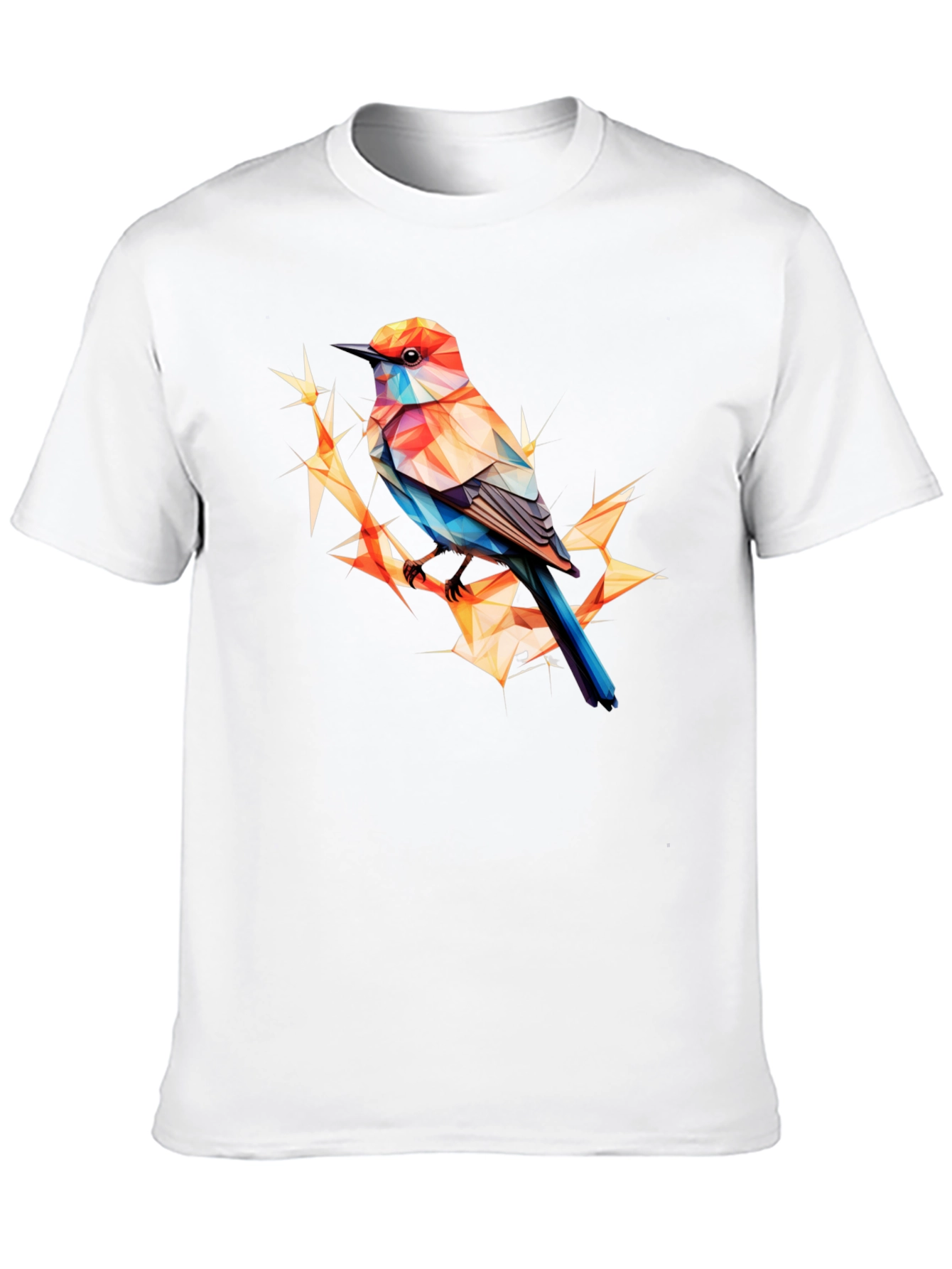 Geometric Bird Print Black T-Shirt