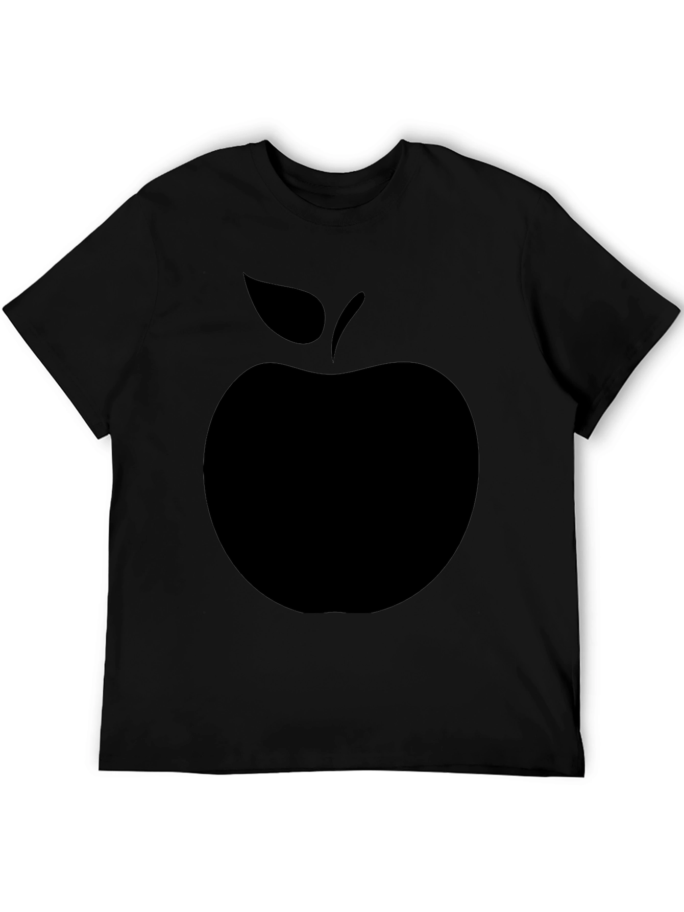 Mens Black Apple Graphic T-Shirt
