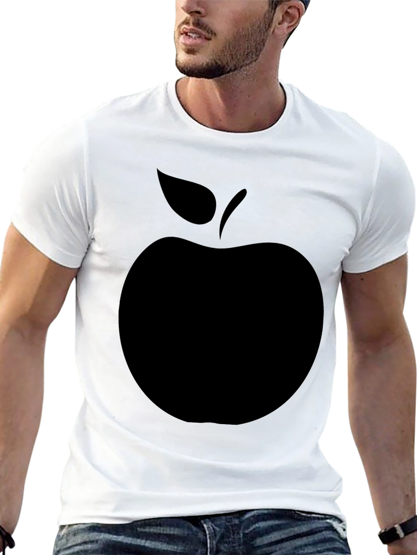 Mens Black Apple Graphic T-Shirt