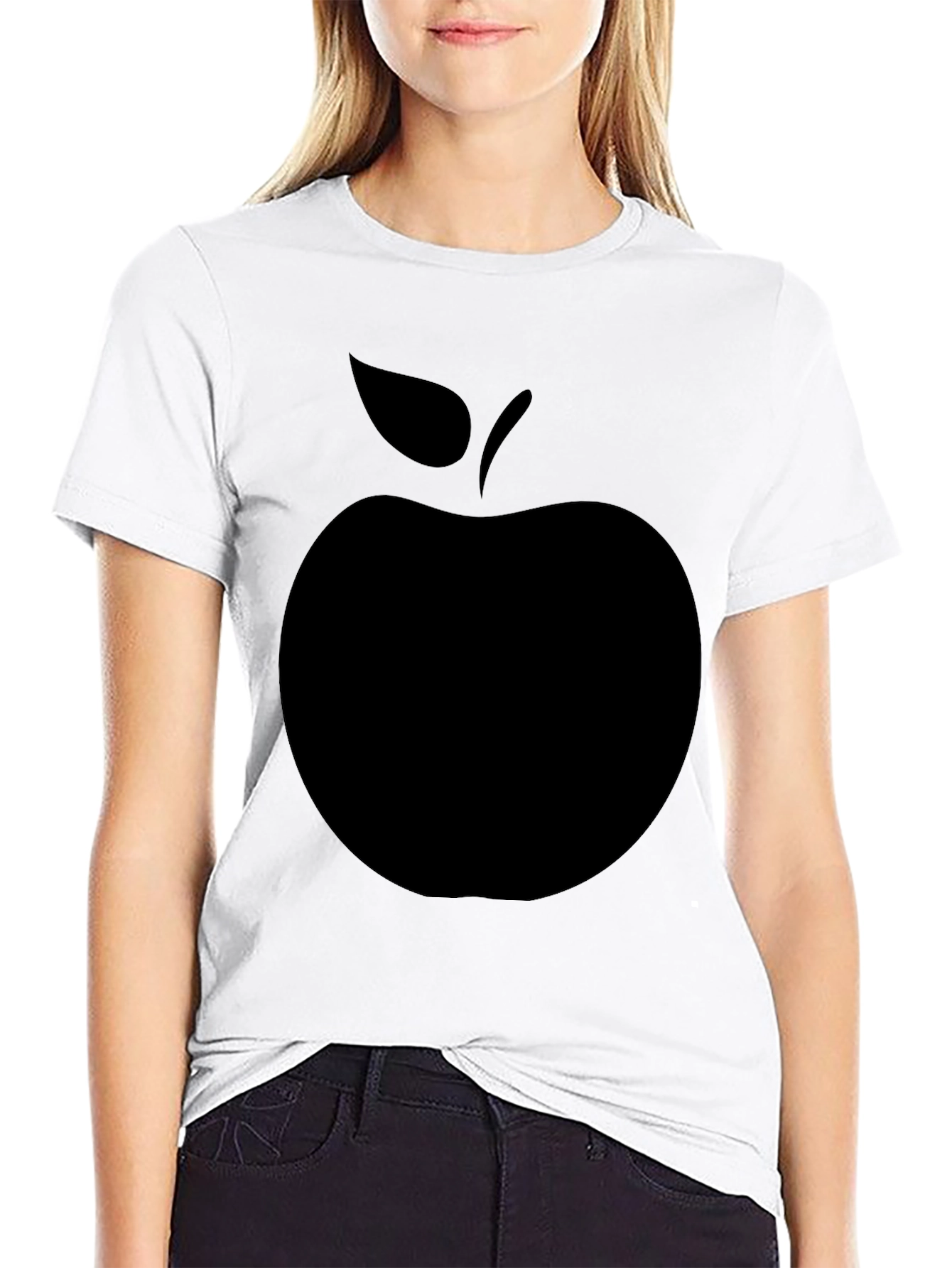 Mens Black Apple Graphic T-Shirt