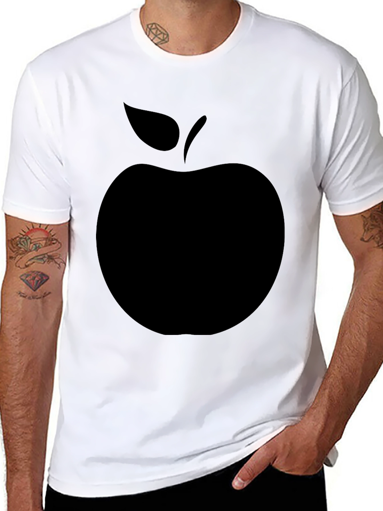 Mens Black Apple Graphic T-Shirt