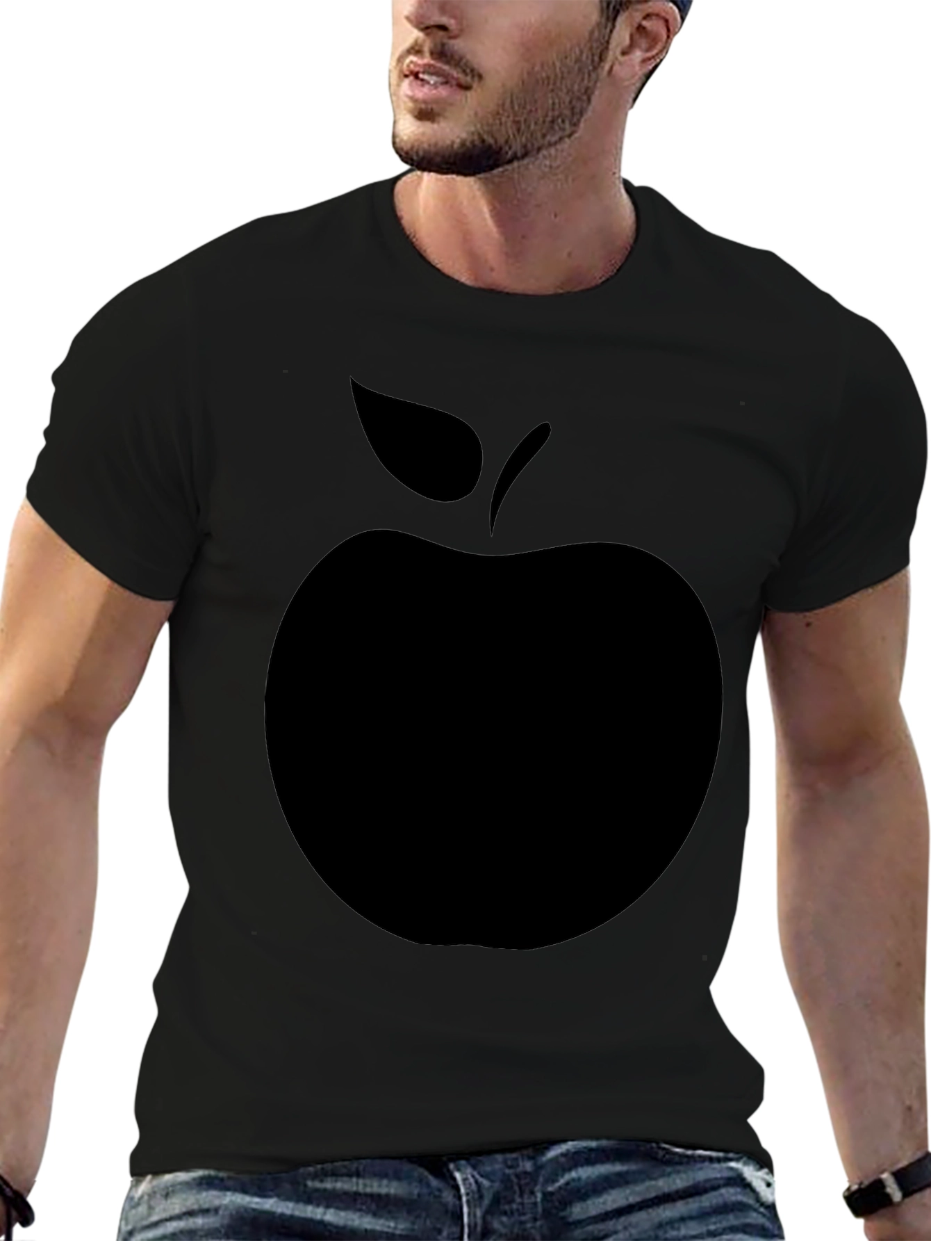 Mens Black Apple Graphic T-Shirt
