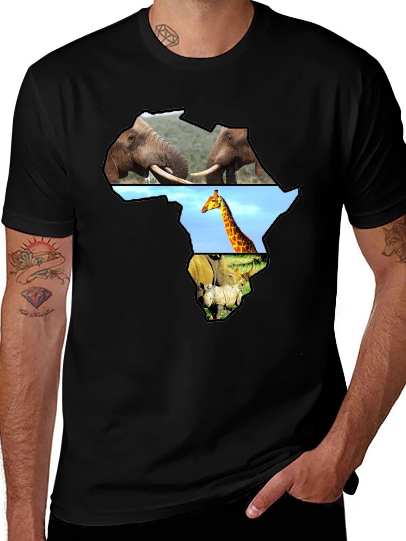 Africa Animals T-Shirt - Black