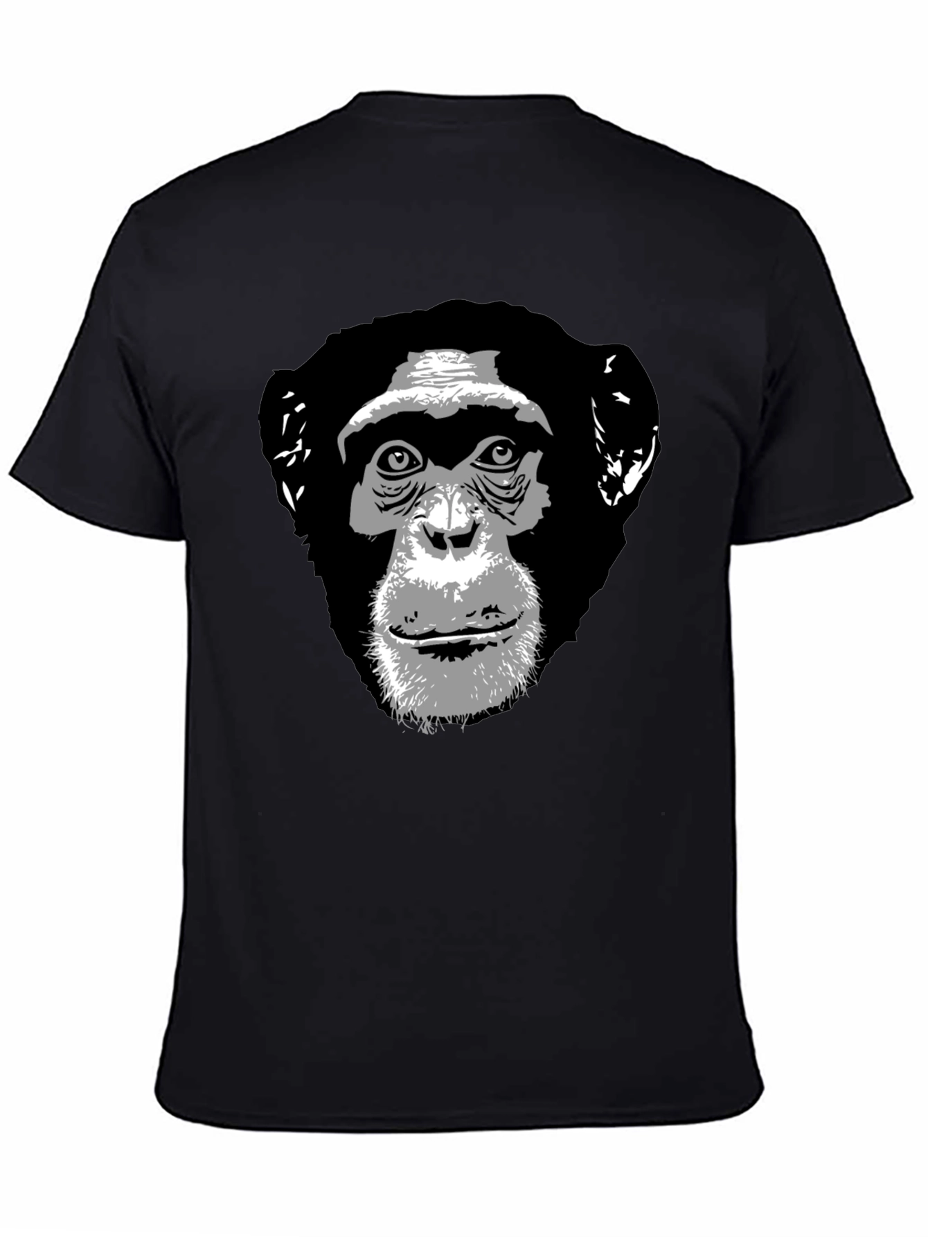 Chimpanzee Graphic Print Black T-Shirt