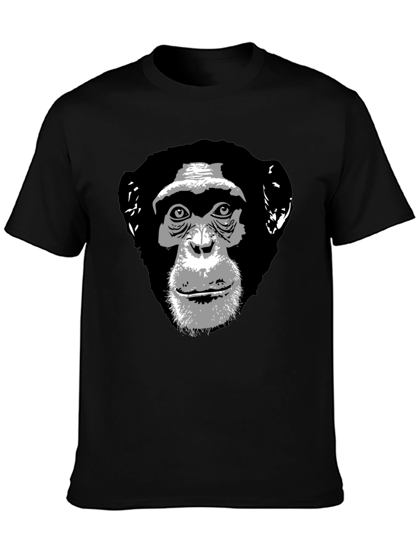 Chimpanzee Graphic Print Black T-Shirt