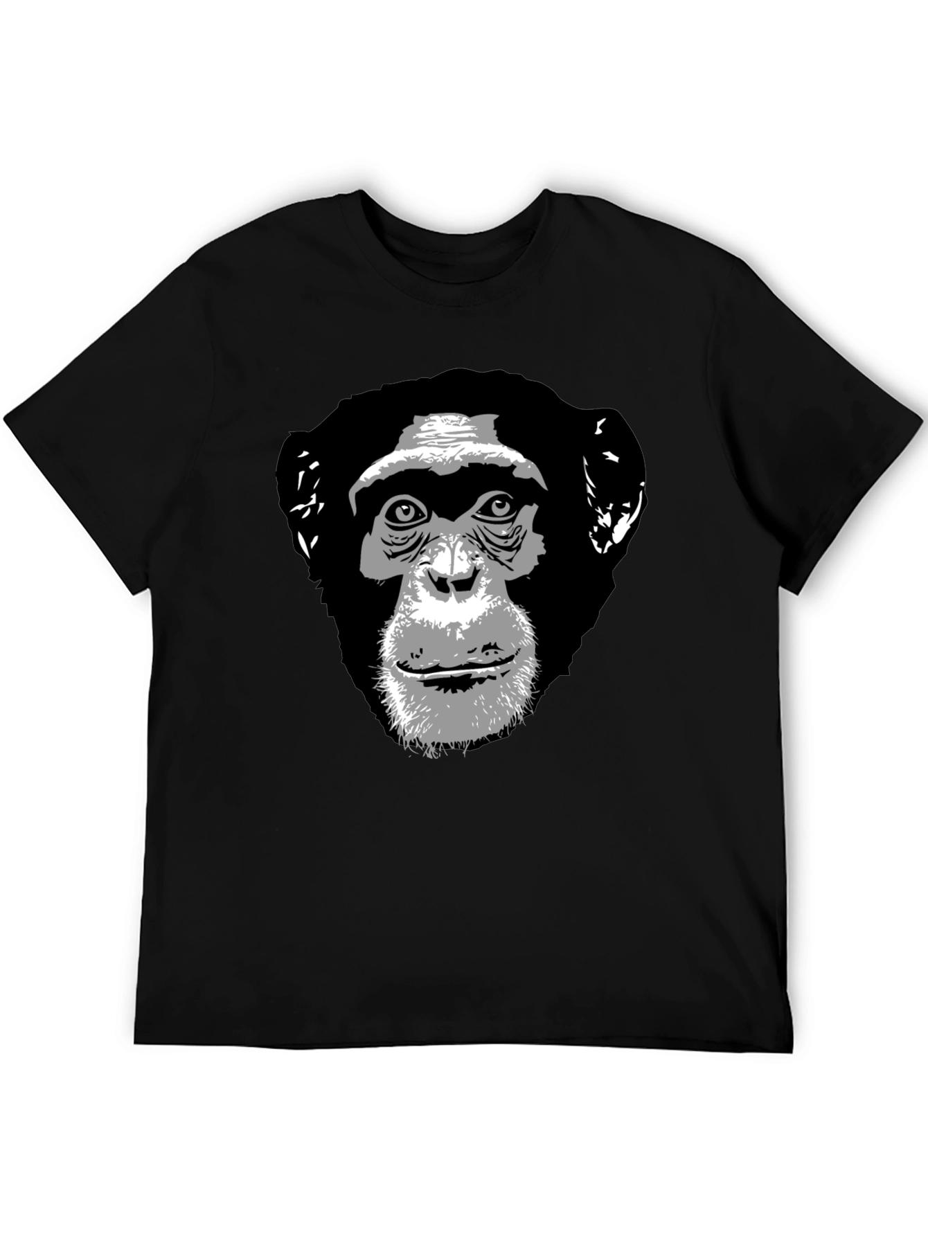 Chimpanzee Graphic Print Black T-Shirt