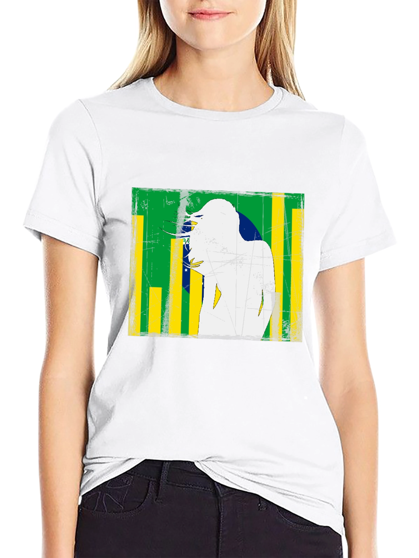 Brazil Flag Distressed Graphic T-Shirt