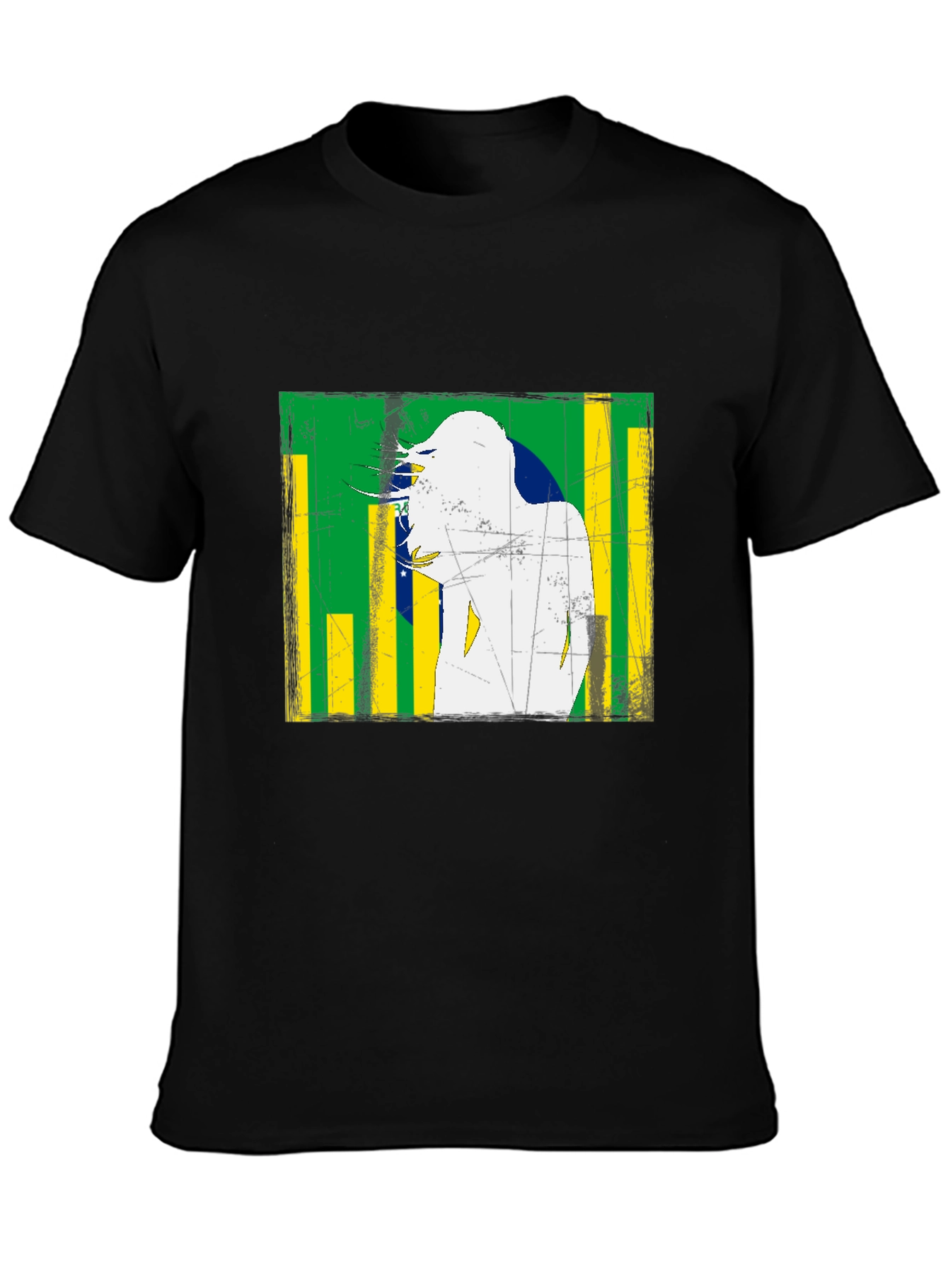 Brazil Flag Distressed Graphic T-Shirt