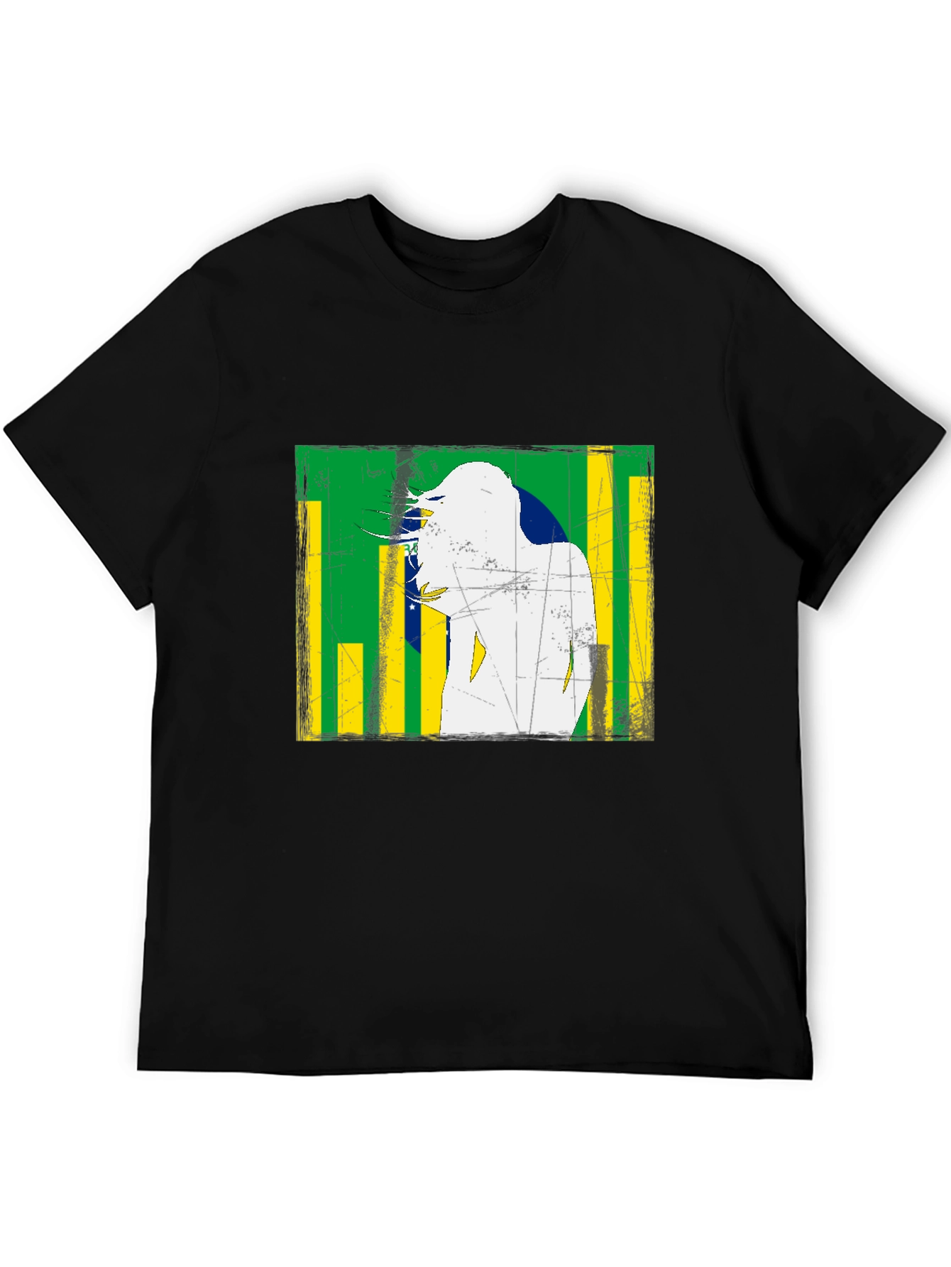 Brazil Flag Distressed Graphic T-Shirt