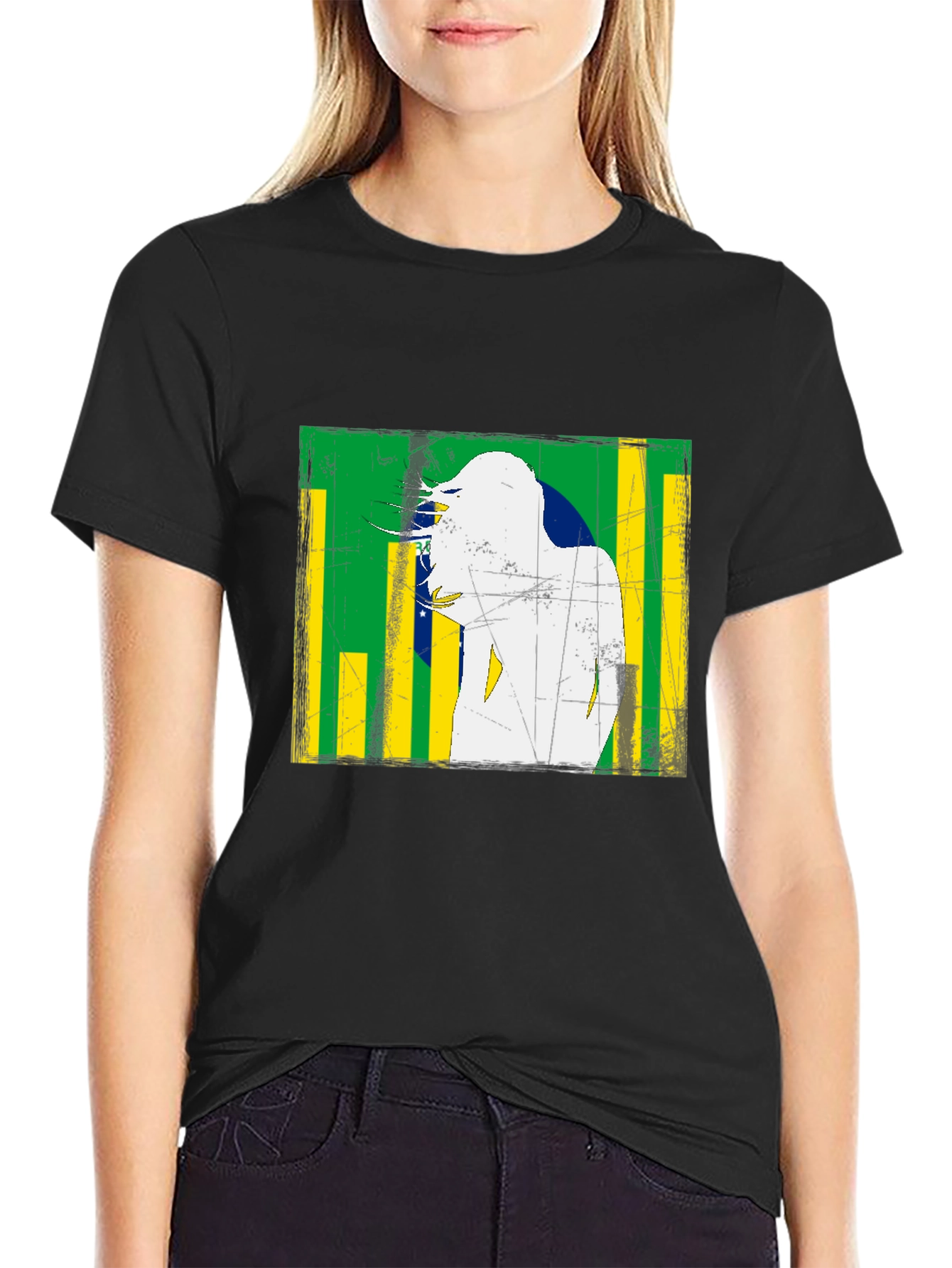 Brazil Flag Distressed Graphic T-Shirt