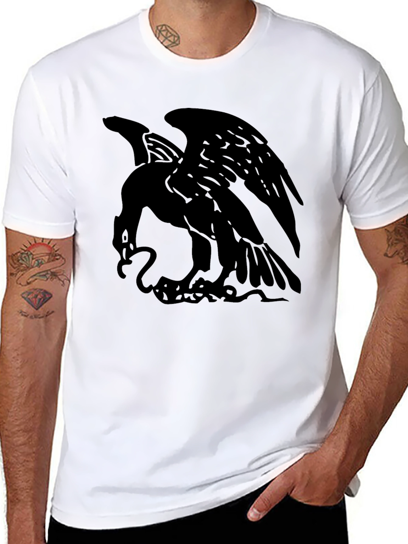 Mens Black Eagle Graphic Tee - Stylish & Bold!