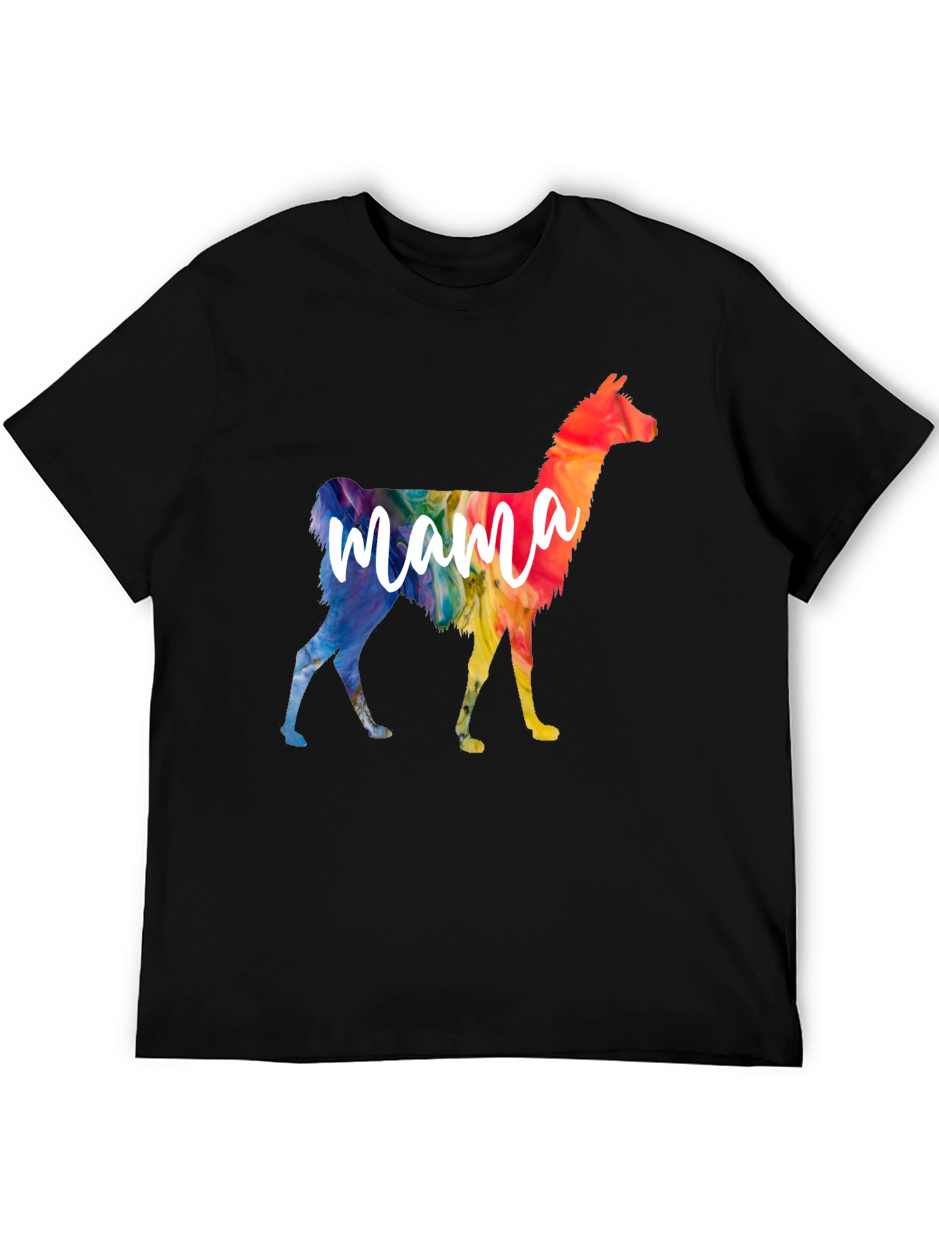 Mama Llama Rainbow T-Shirt - Black