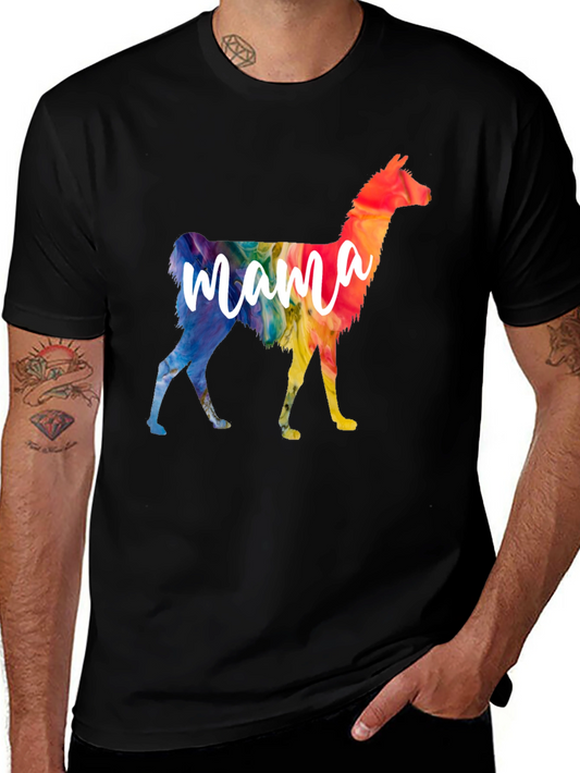 Mama Llama Rainbow T-Shirt - Black
