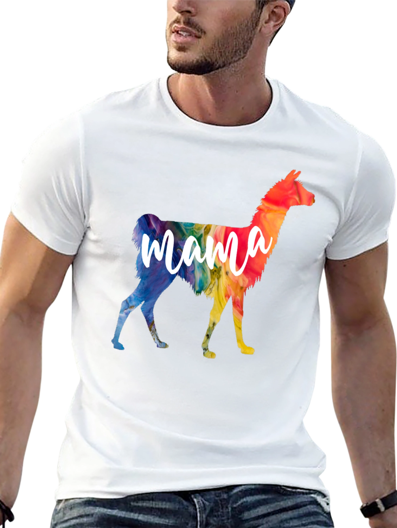 Mama Llama Rainbow T-Shirt - Black