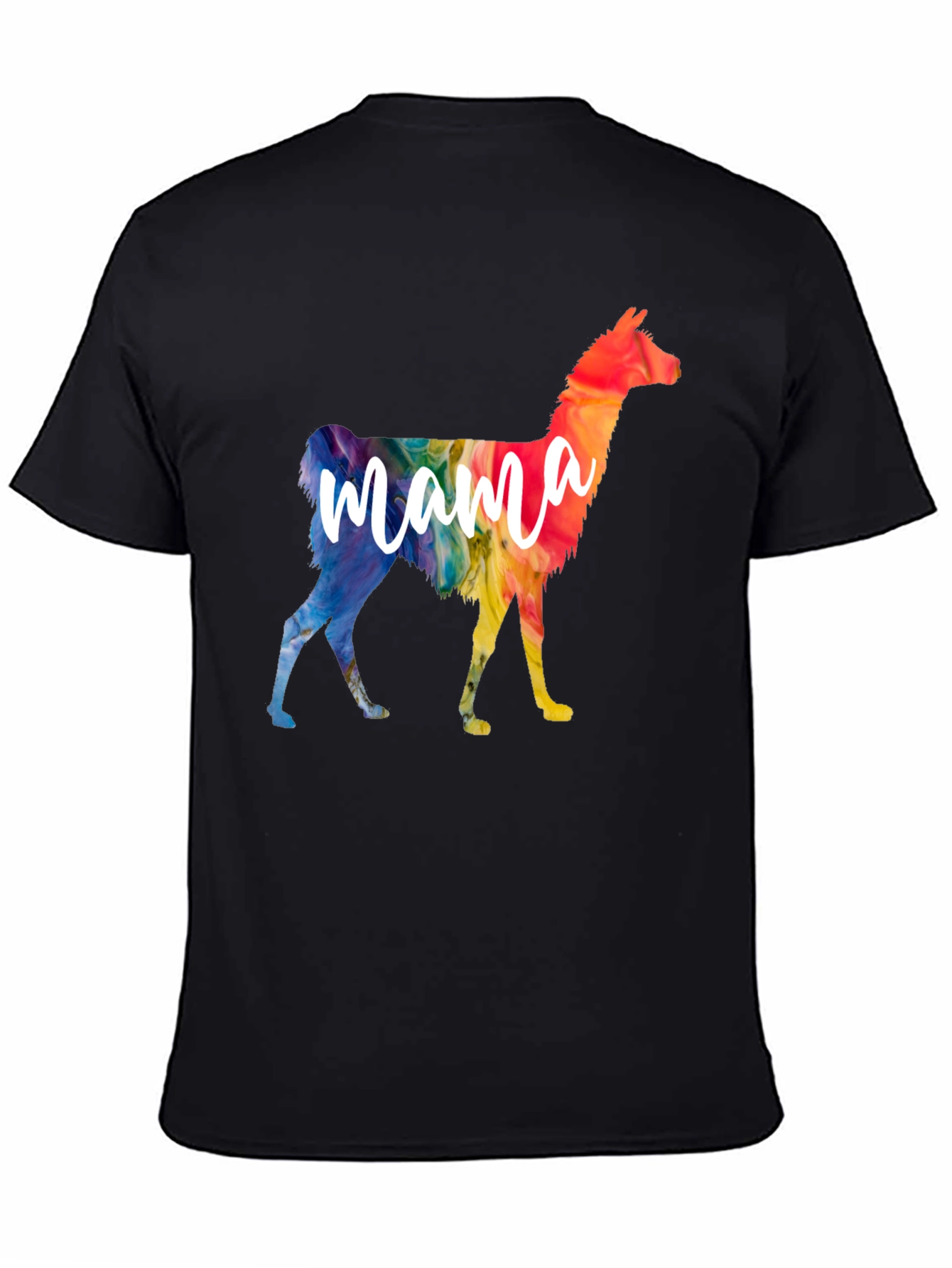 Mama Llama Rainbow T-Shirt - Black