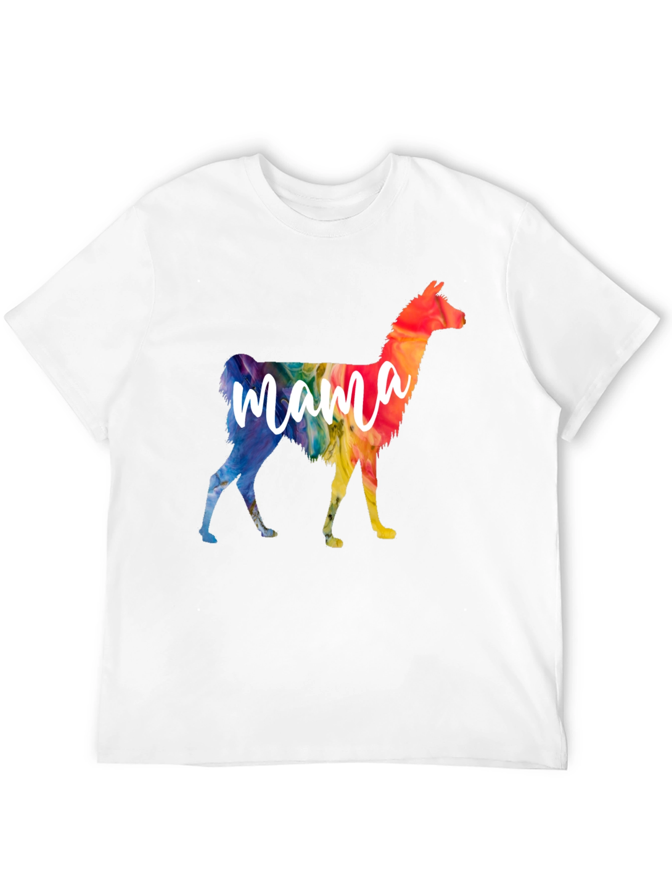 Mama Llama Rainbow T-Shirt - Black