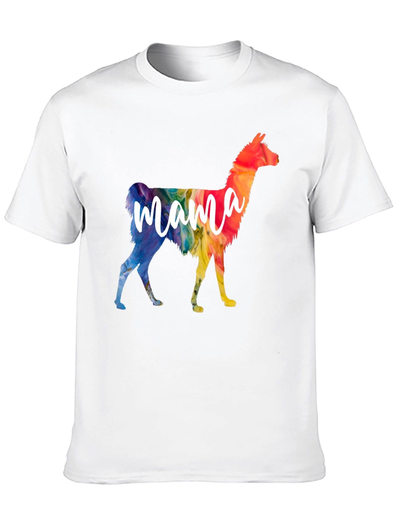 Mama Llama Rainbow T-Shirt - Black