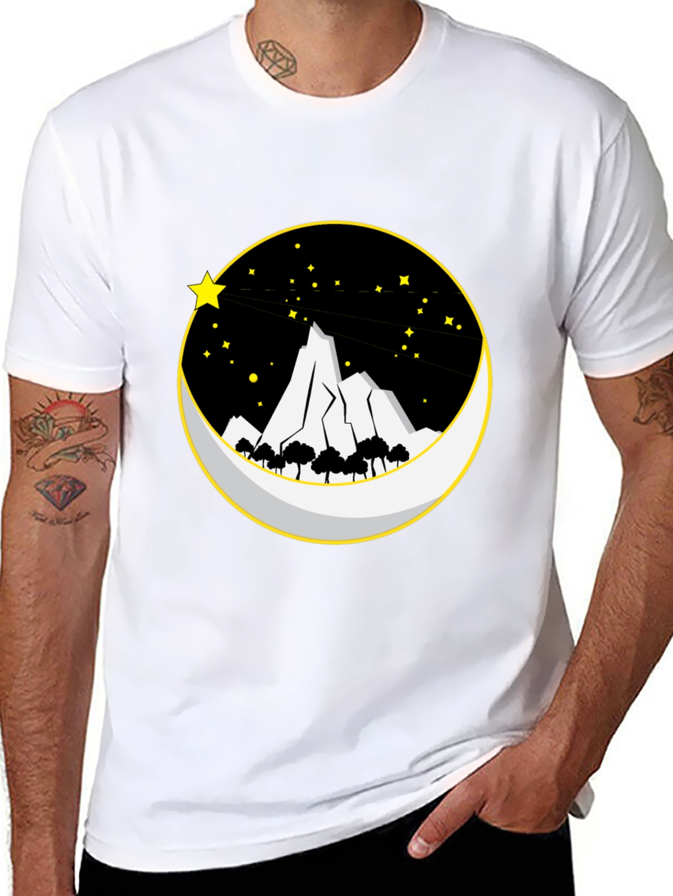 Mountain Moon Starry Night Graphic Tee