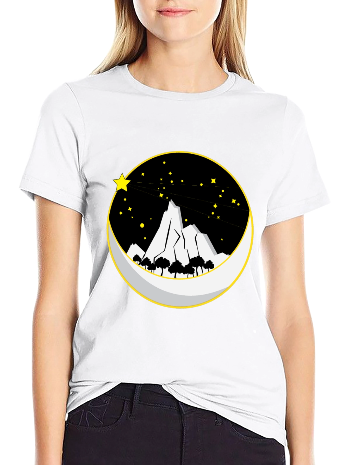 Mountain Moon Starry Night Graphic Tee