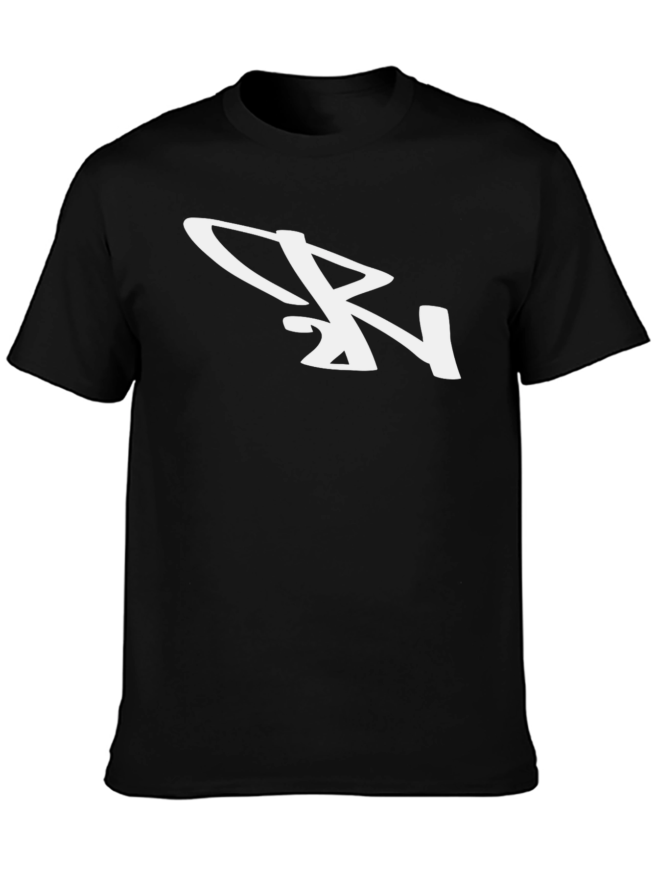 Stylish Black T-Shirt with White Abstract Logo