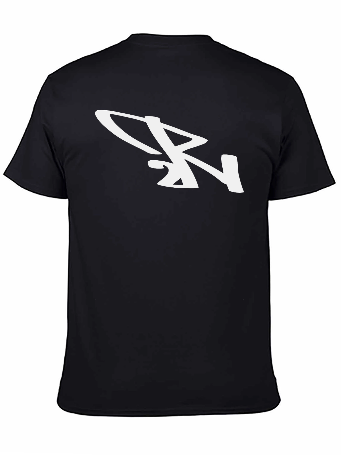 Stylish Black T-Shirt with White Abstract Logo