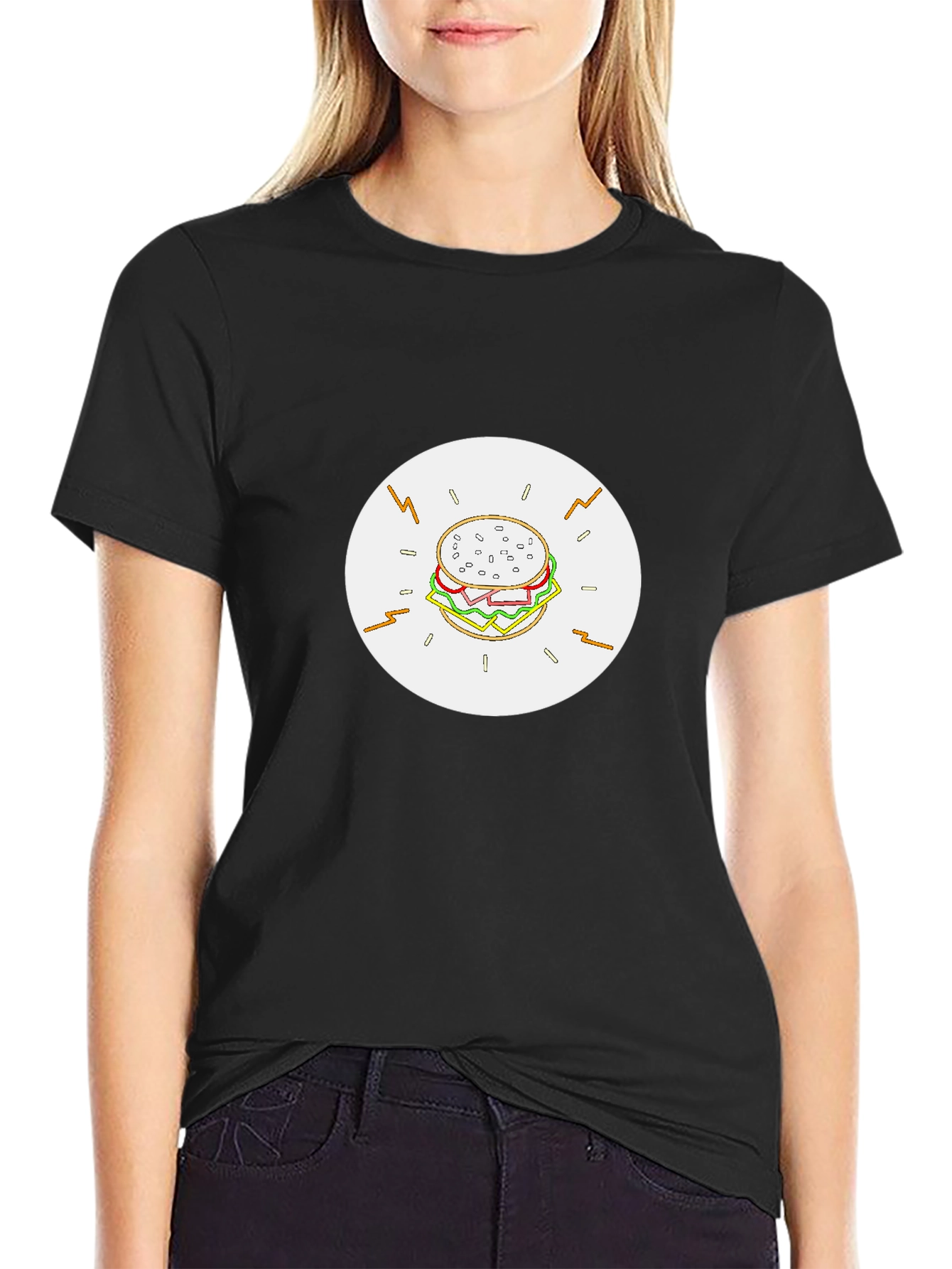 Burger Graphic Black T-Shirt - Tasty Tee