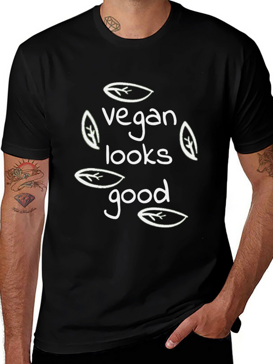 Vegan Looks Good Black Graphic Tee - Stylish & Comfortable
